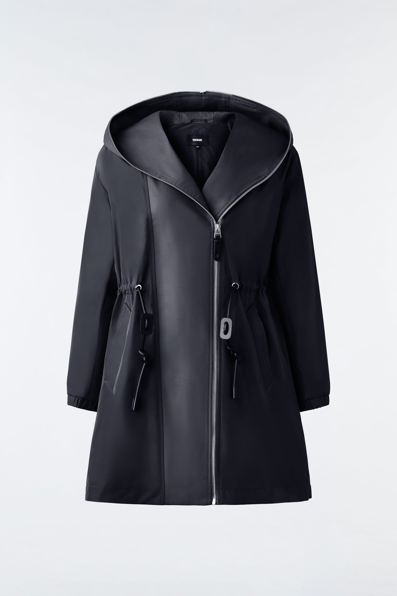 Dove Raincoat With Flared Skirt And Contrast Hood