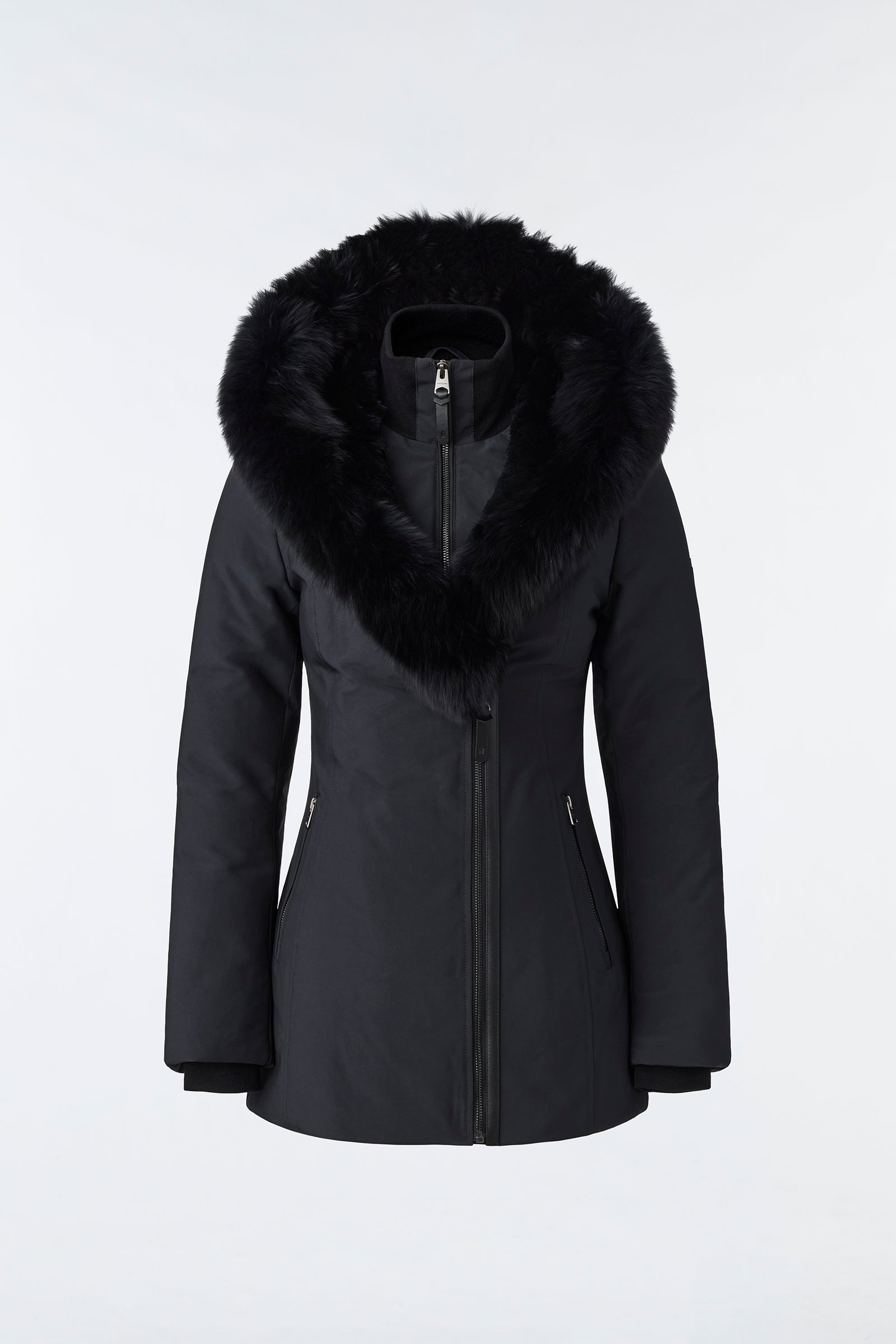 Akiva Down Coat With Blue Fox Fur Trimmed Hood