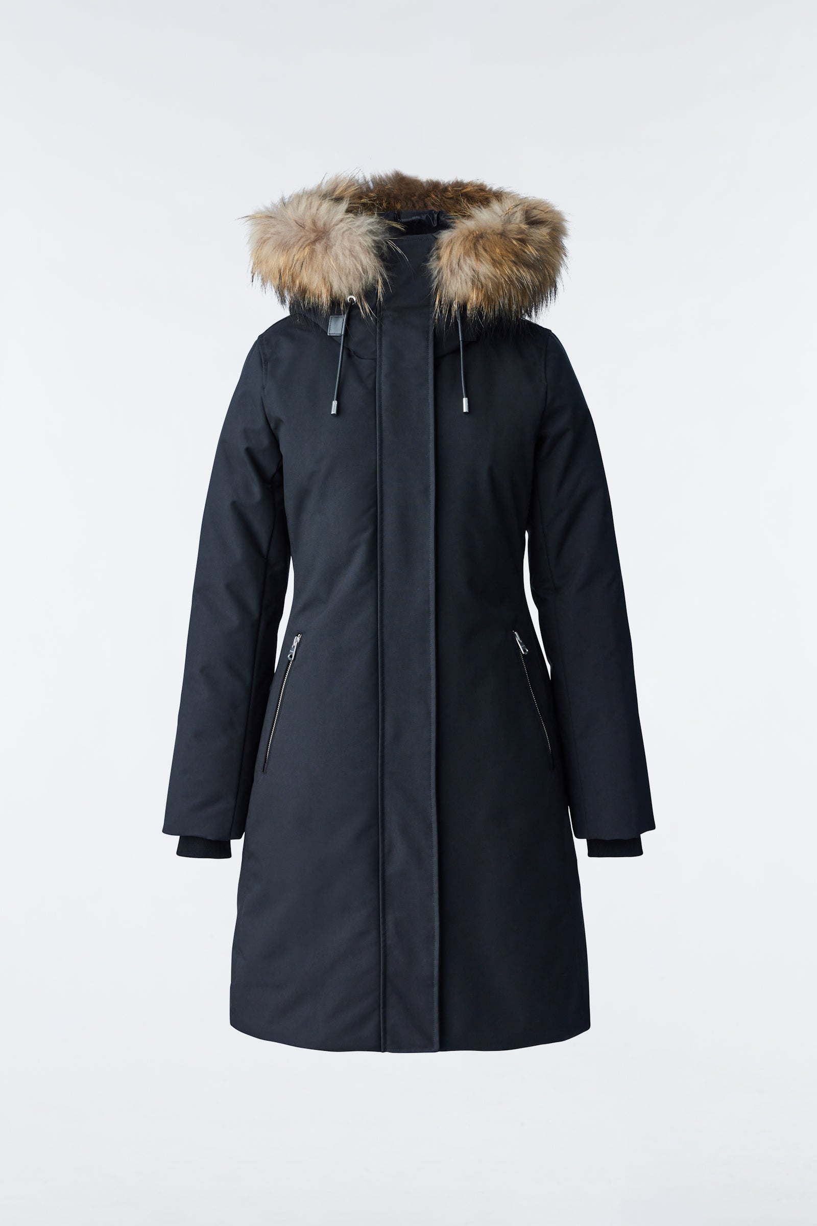 Shiloh 2-In-1 Fitted Down Coat With Removable Bib And Natural Fur