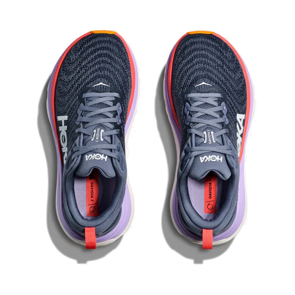 Hoka Women's Gaviota 5 Running Sneaker in Anchor/Grapefruit