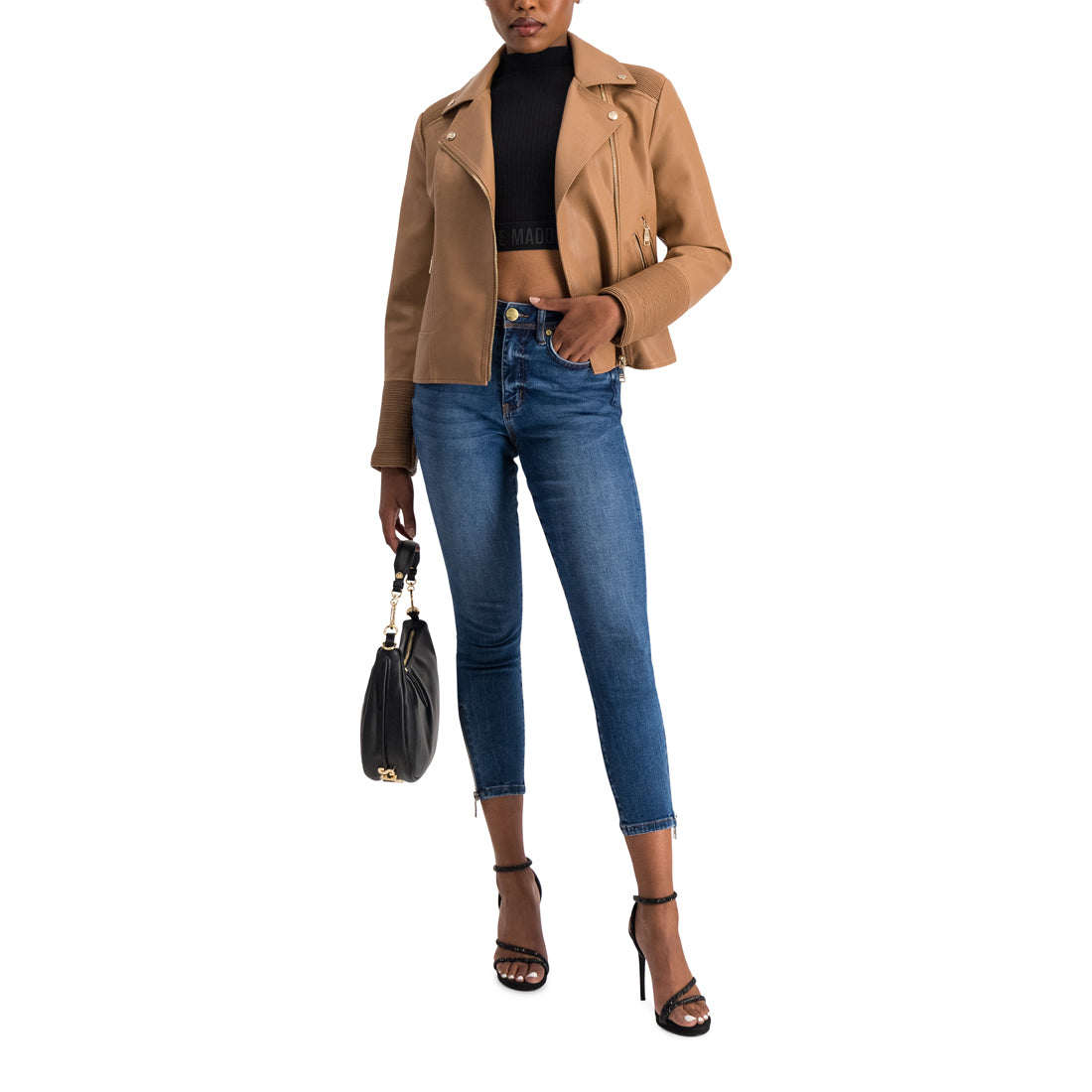 RUBY PU VEGAN LEATHER JACKET CAMEL