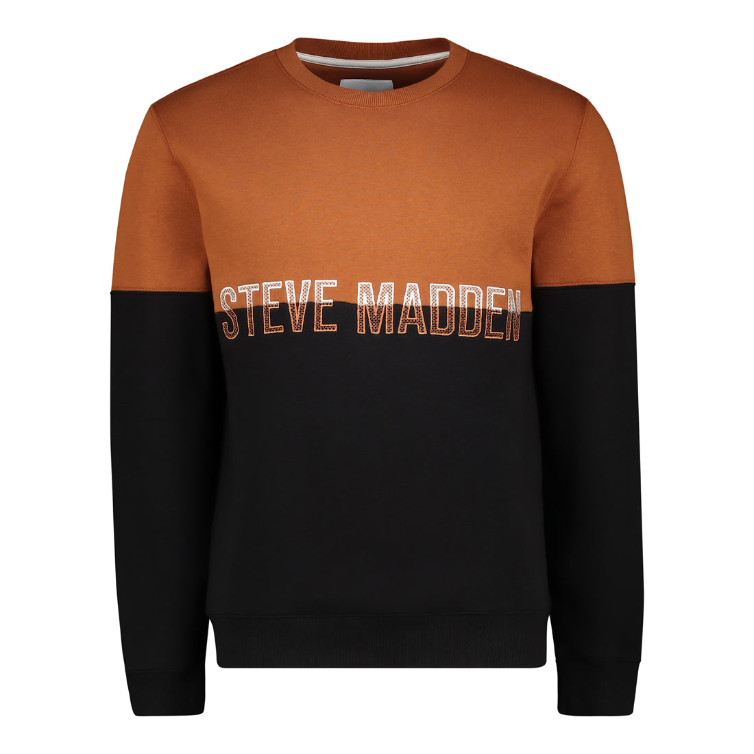 JAKE RUST/BLACK COLOUR BLOCK EMBROIDARY LOGO SWEATER