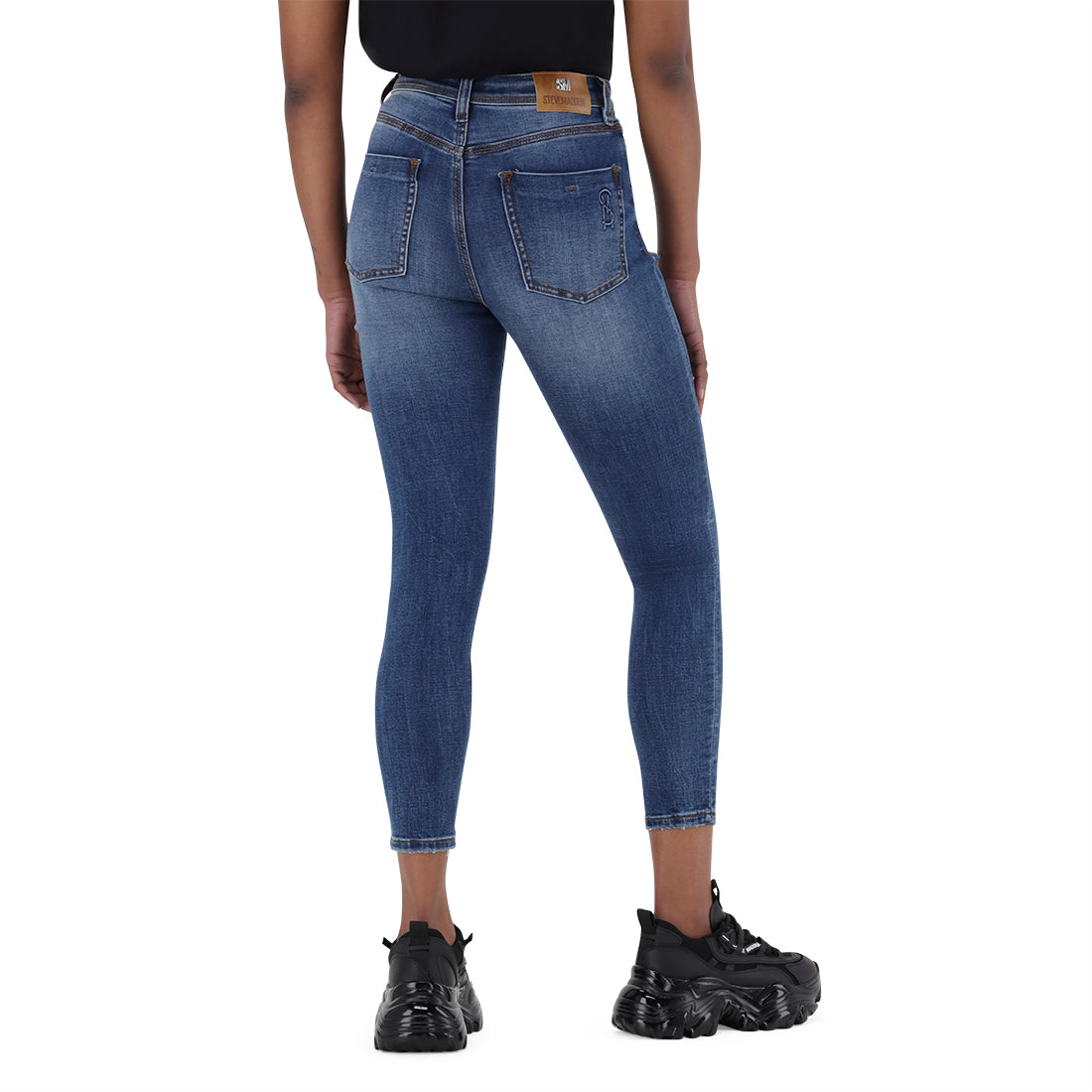 EVA CURVY DARK RIPPED BLUE SKINNY