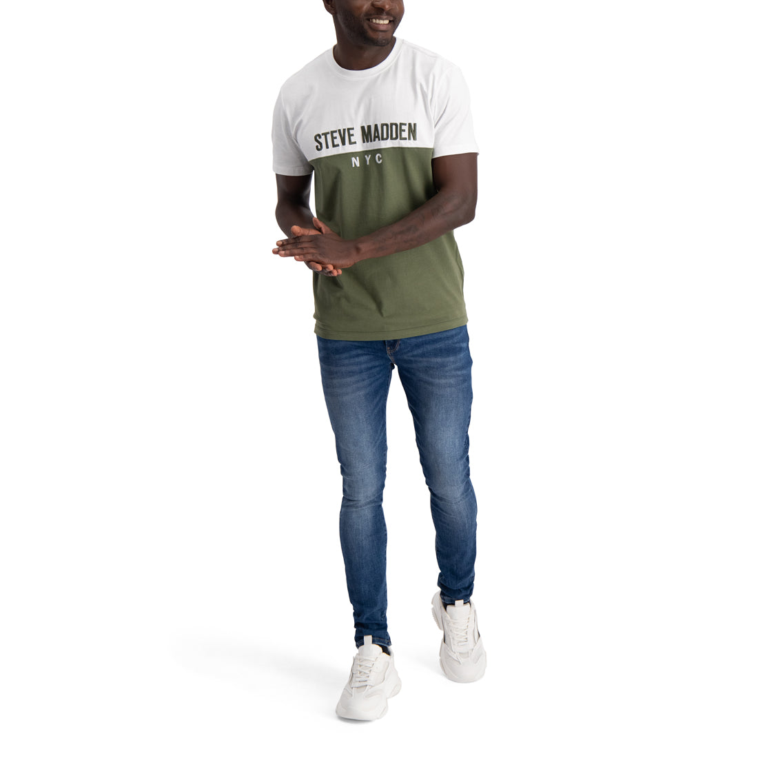 DAXX MENSWEAR COLOUR BLOCK CREW NECK TEE GREEN