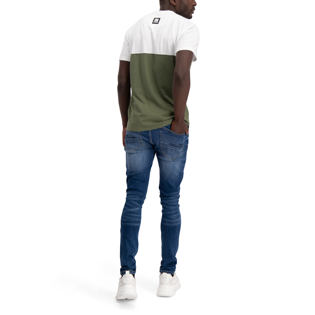 DAXX MENSWEAR COLOUR BLOCK CREW NECK TEE GREEN
