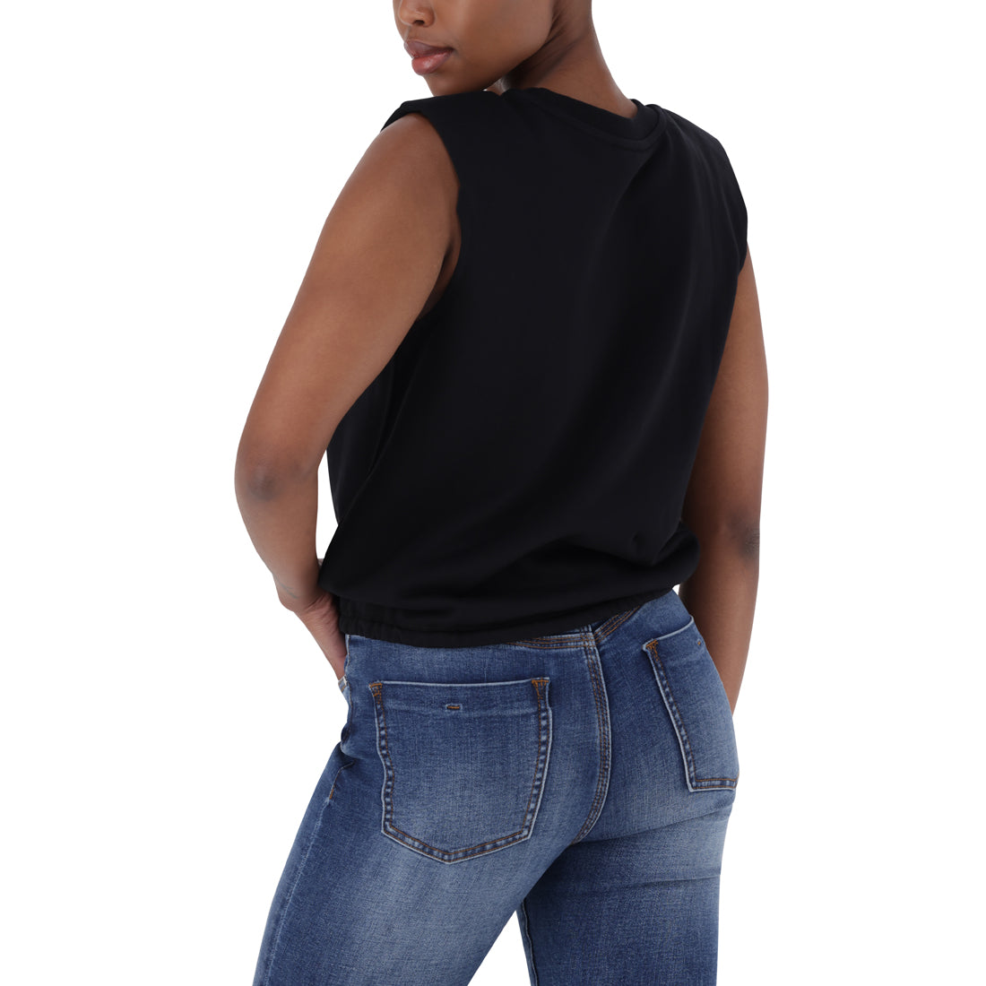 JESSICA PADDED SHOULDER TOP BLACK