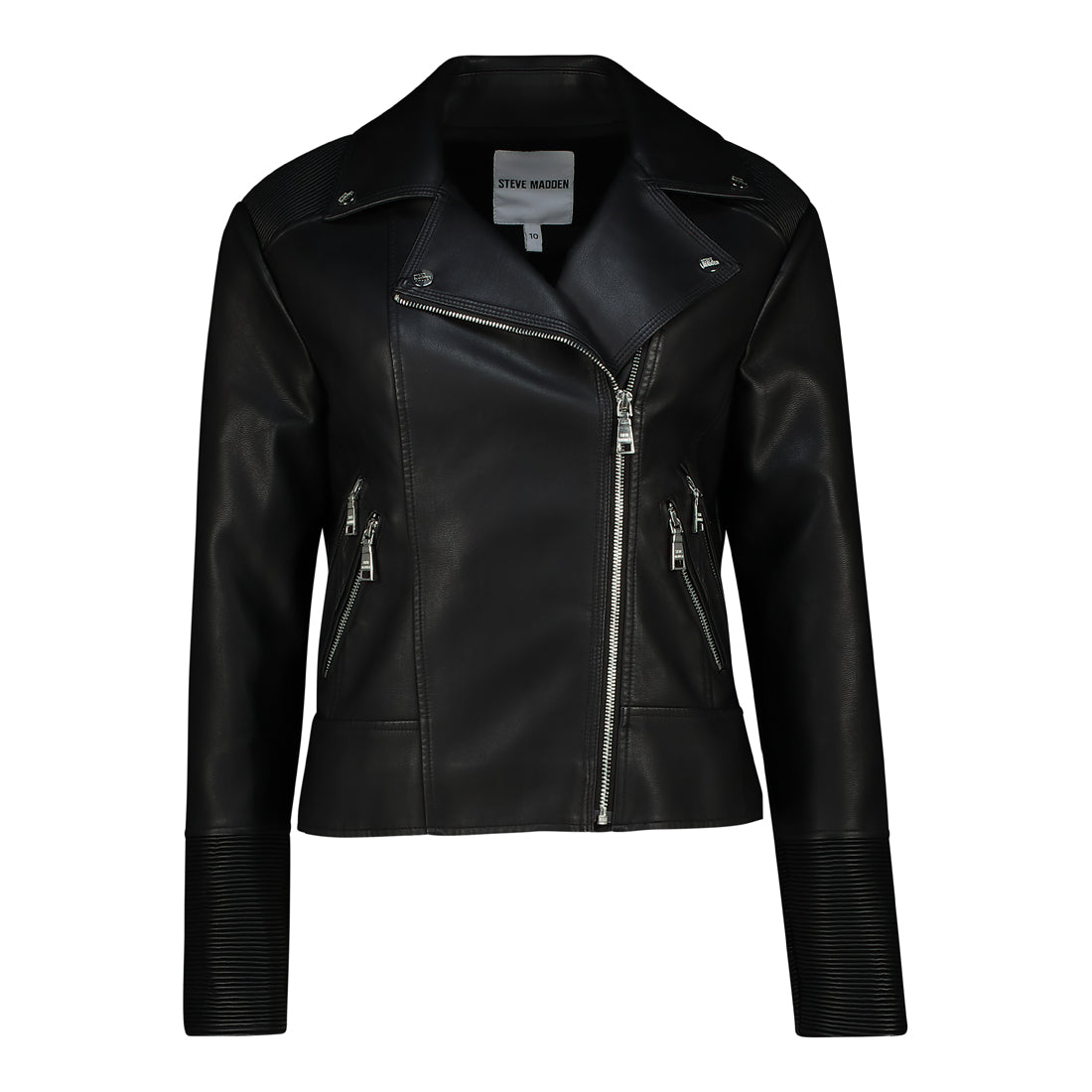 RUBY PU VEGAN LEATHER JACKET BLACK