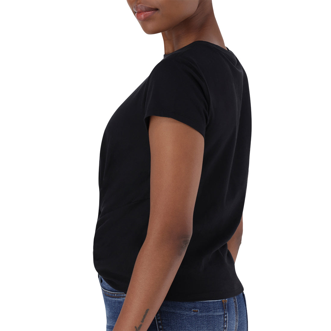 OLIVIA FRONT TWIST LOGO TEE BLACK