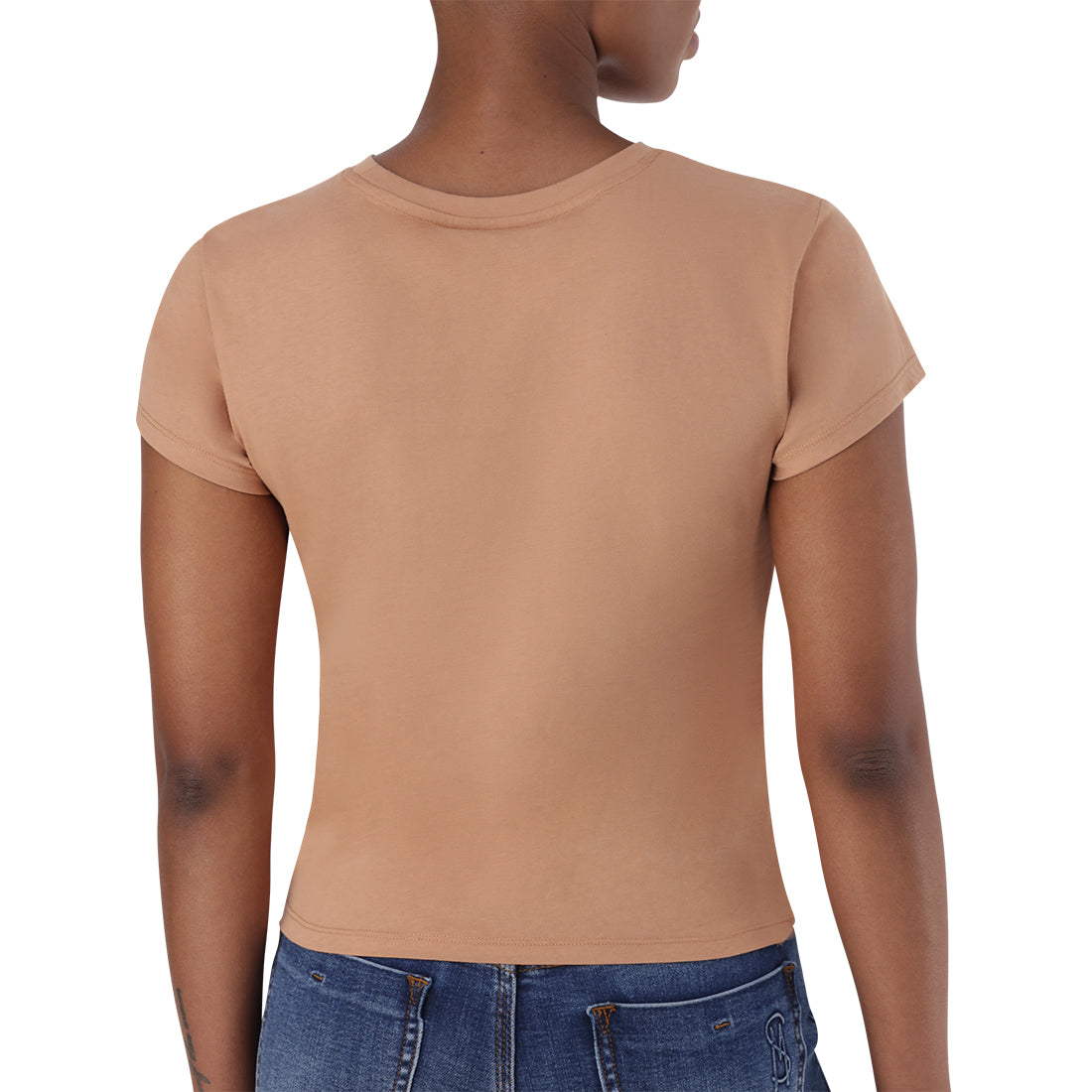 OLIVIA FRONT TWIST LOGO TEE CINNAMON