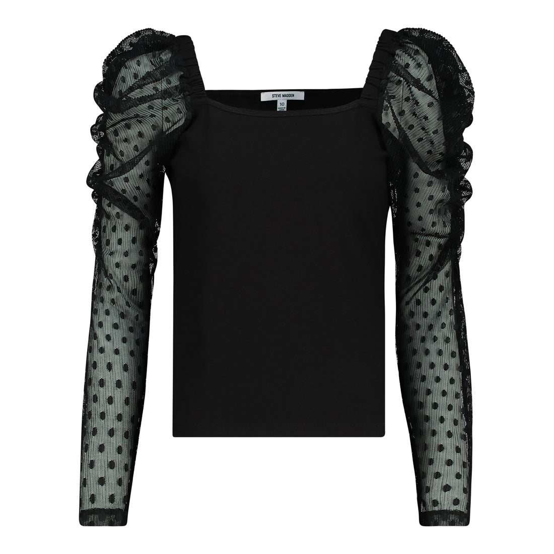 LIBBY BLACK DOBBY PUFF SLEEVE TOP