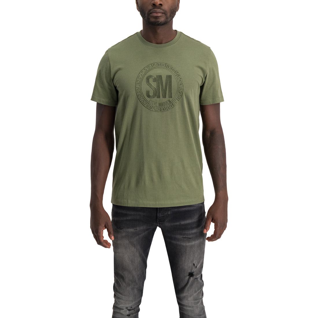 ETHAN FATIGUE GREEN MENS LOGO TEE