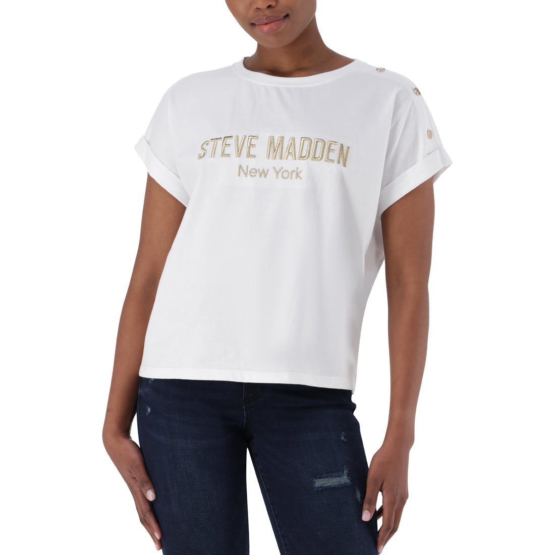 BLAIRE WHITE LOGO TEE WITH POPPERS