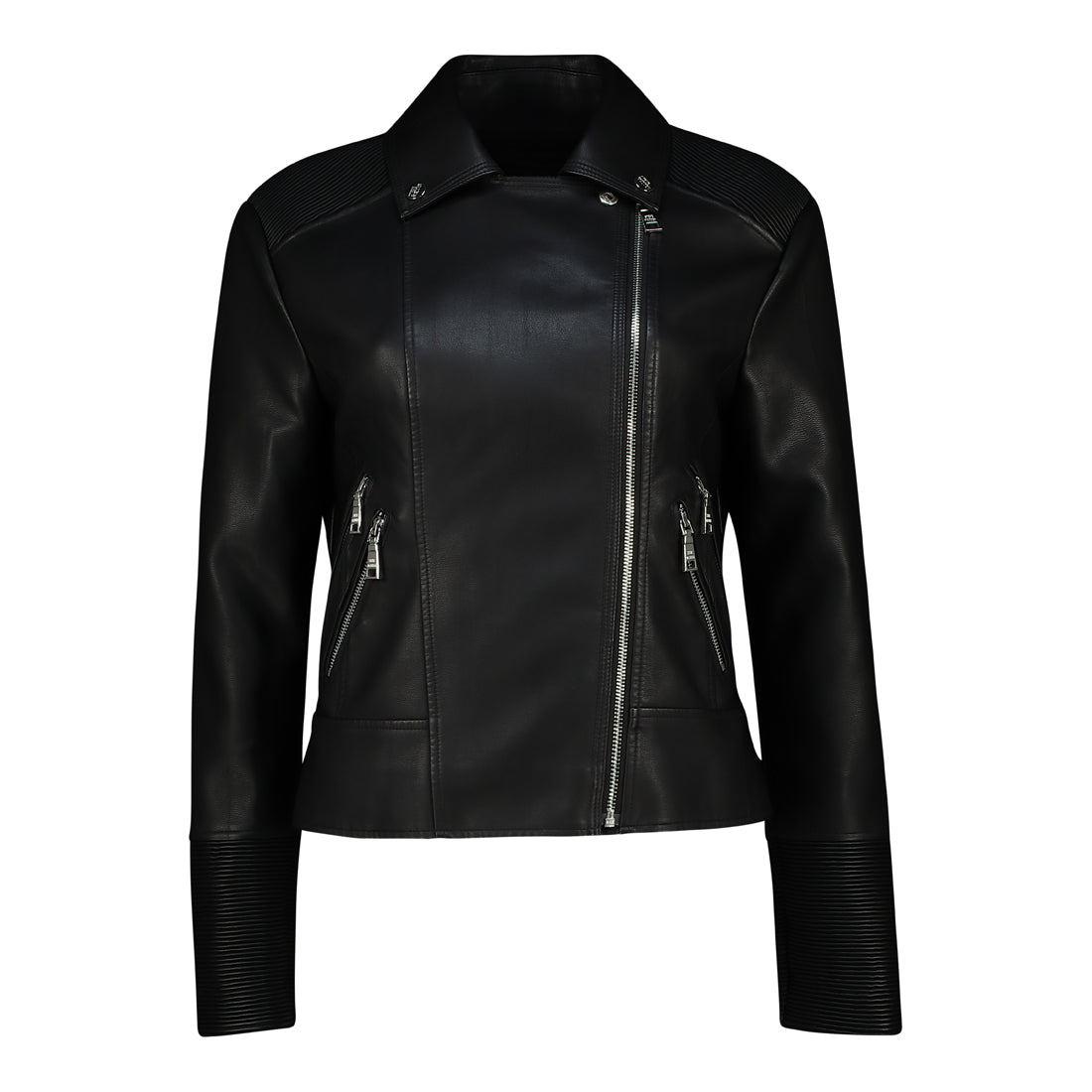 RUBY PU VEGAN LEATHER JACKET BLACK