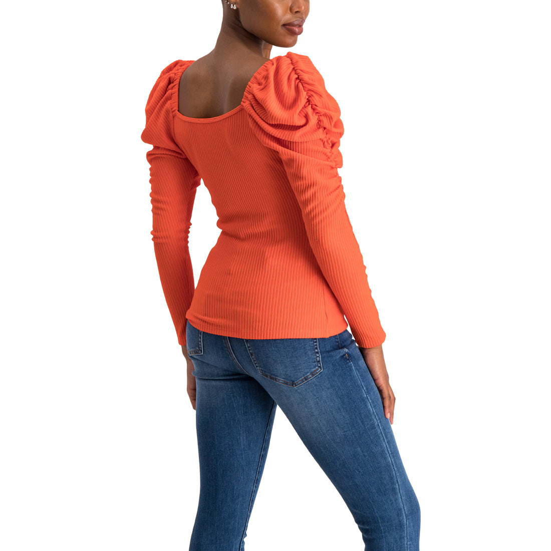 AURELIA TANGERINE PUFF SLEEVE TOP