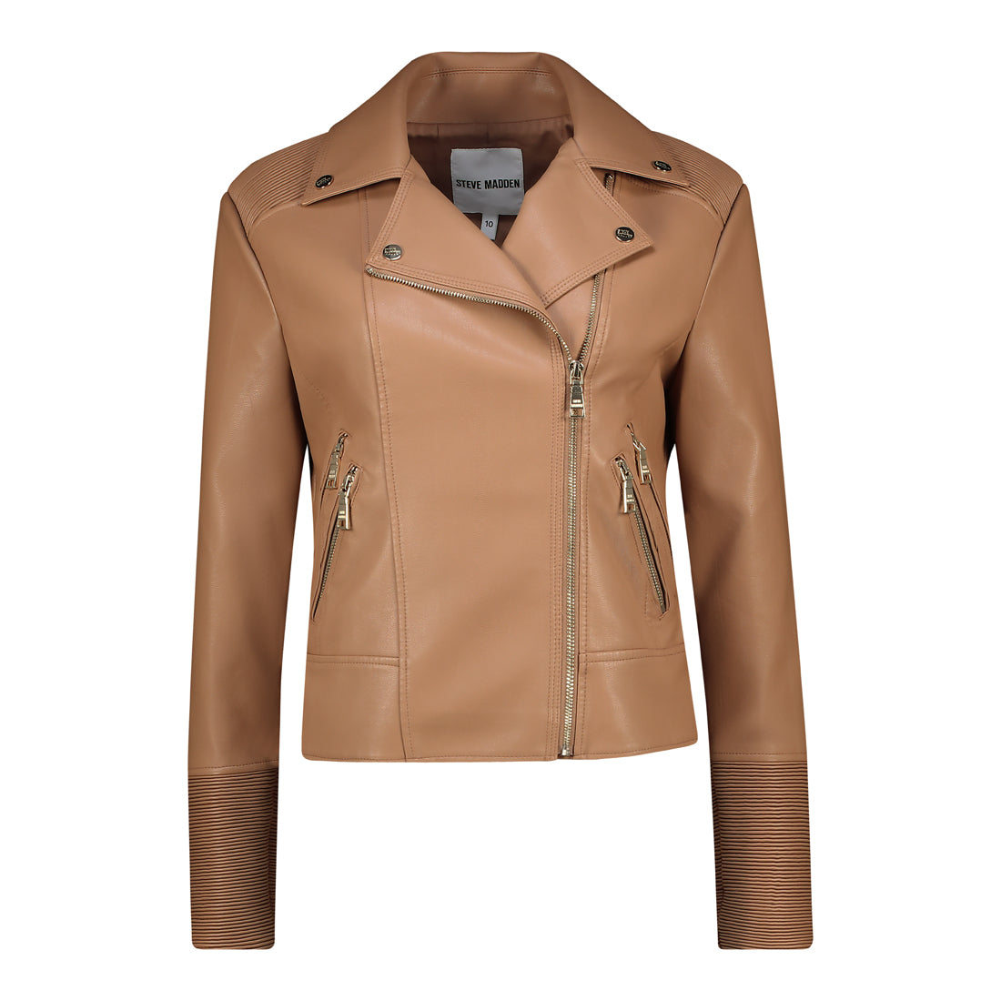 RUBY PU VEGAN LEATHER JACKET CAMEL