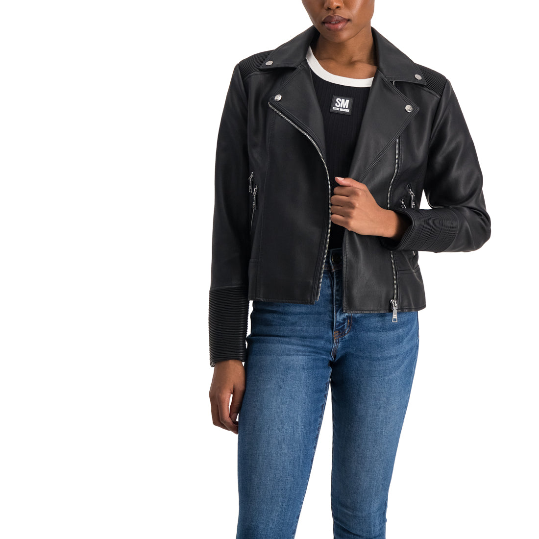RUBY PU VEGAN LEATHER JACKET BLACK