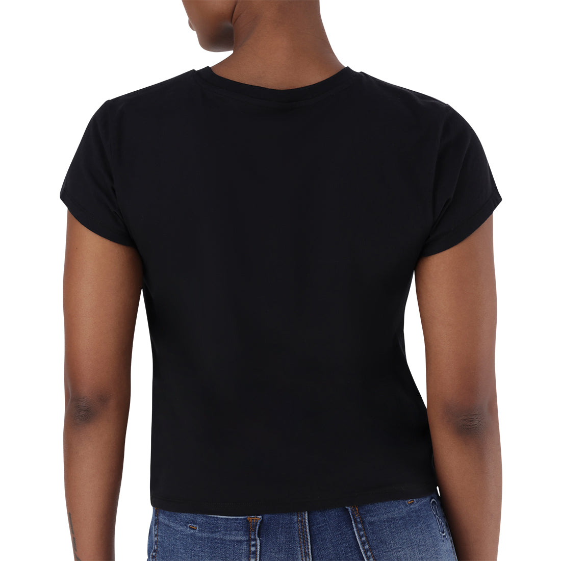 OLIVIA FRONT TWIST LOGO TEE BLACK