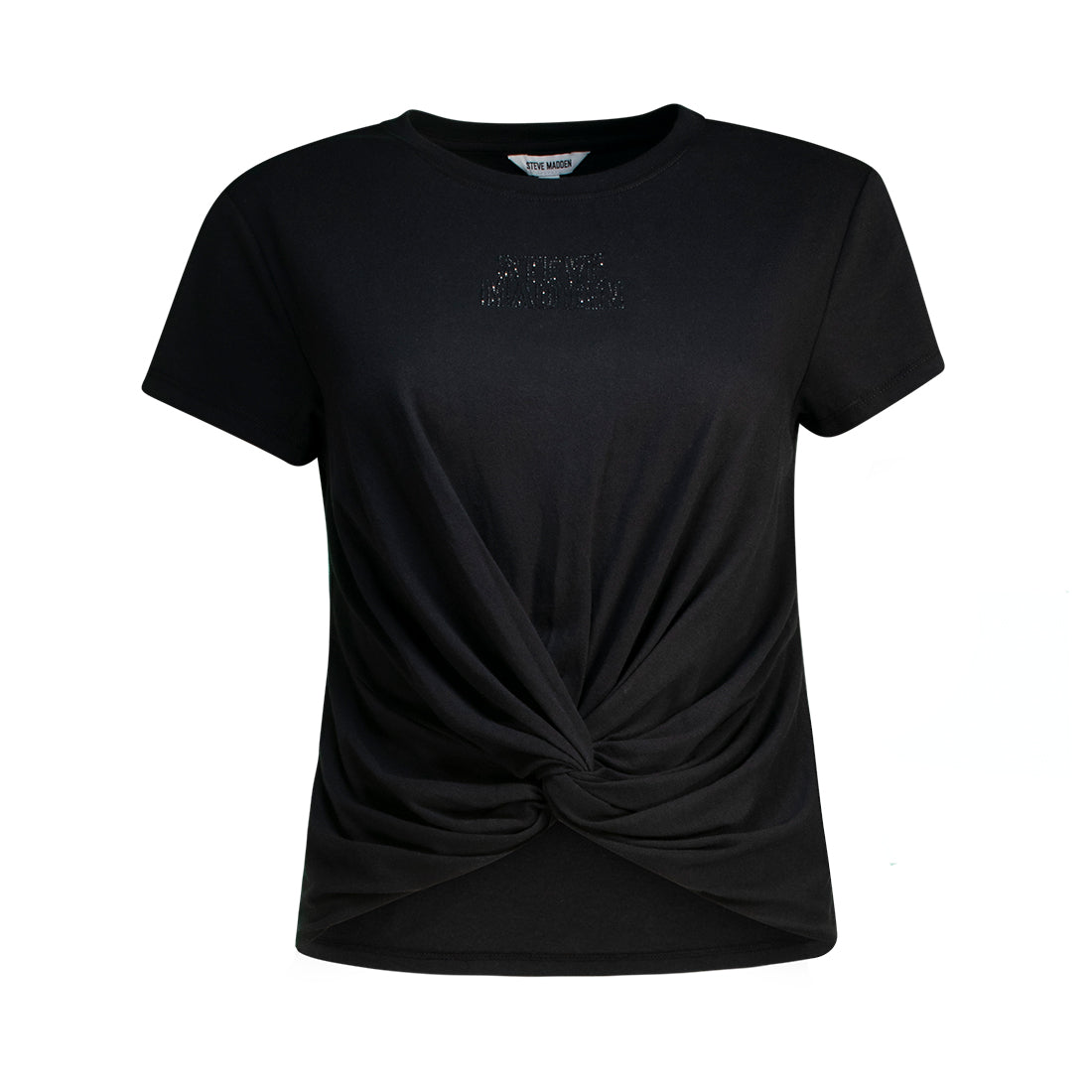 OLIVIA FRONT TWIST LOGO TEE BLACK