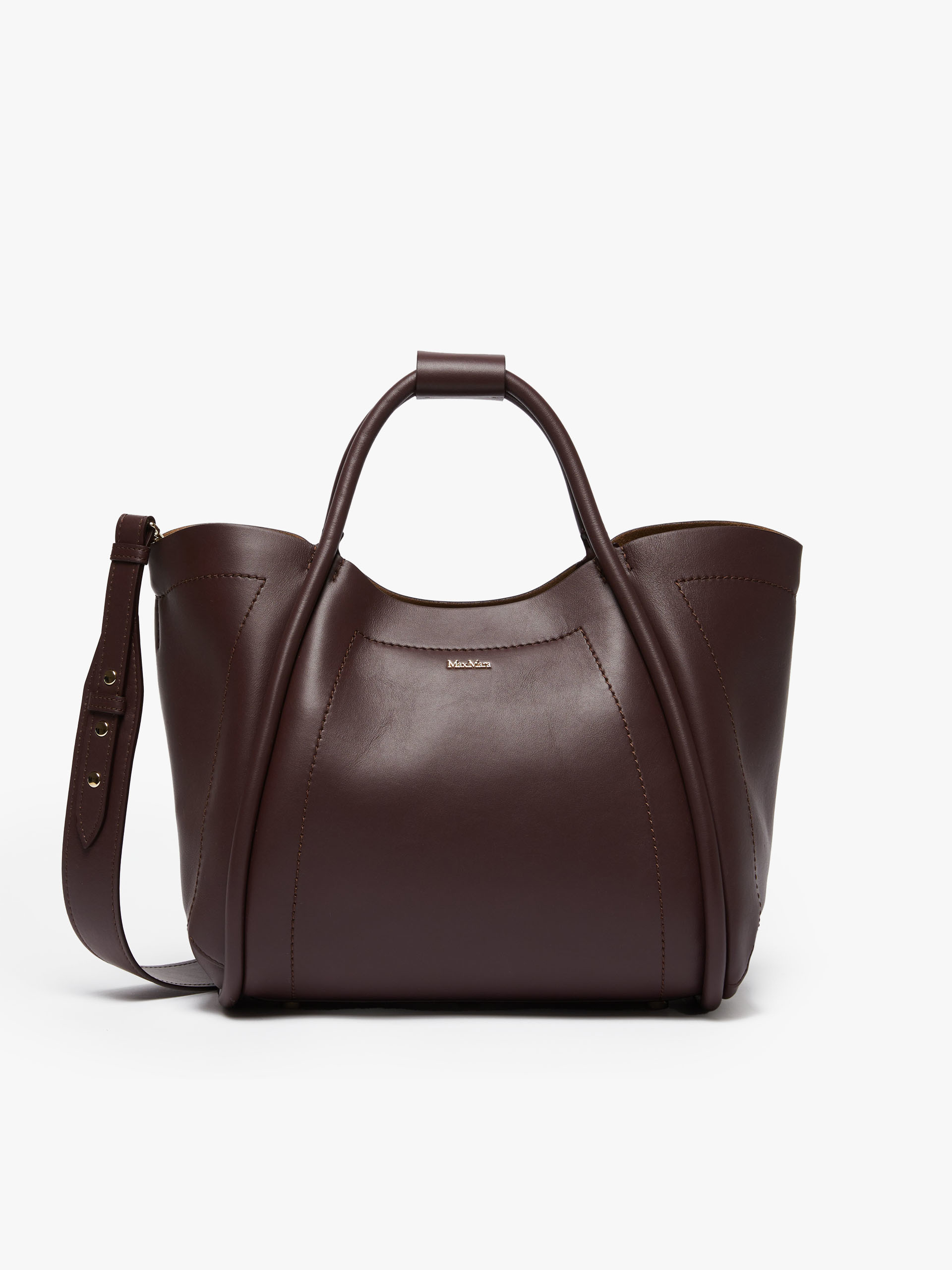MAX MARA - Small leather Marine Bag - BORDEAUX - MAX MARA SALE