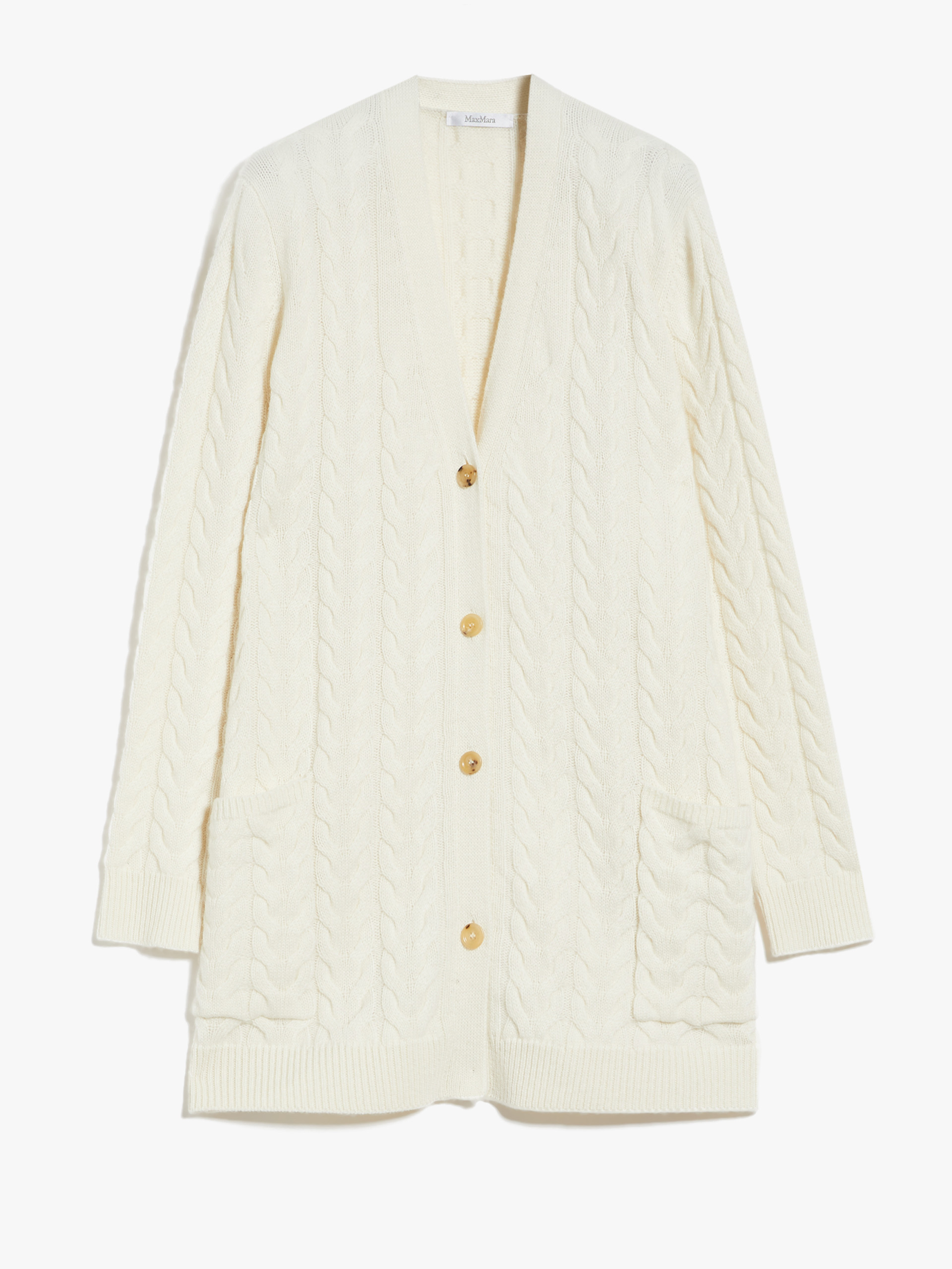 MAX MARA - Cable-knit cashmere cardigan - WHITE - MAX MARA SALE