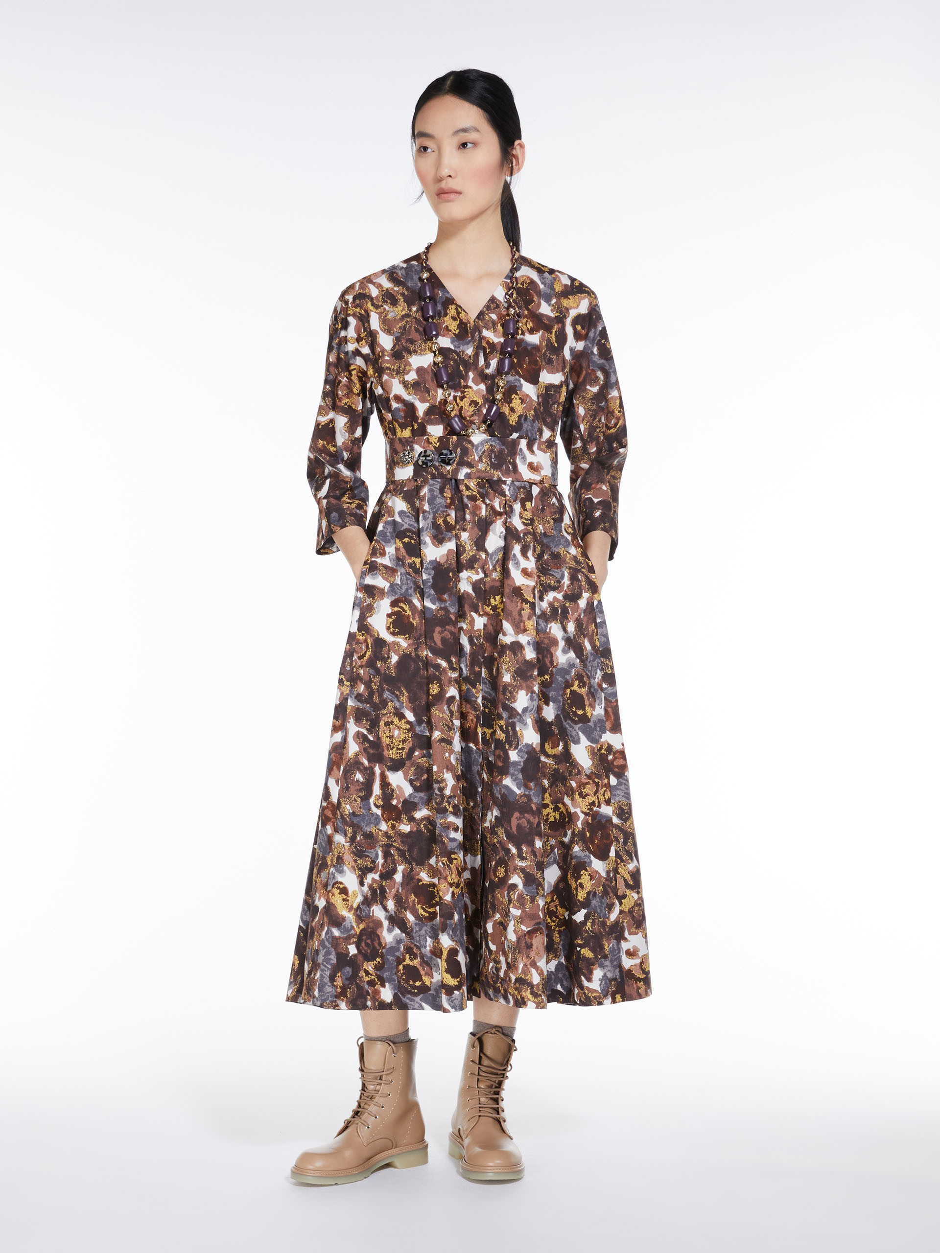 MAX MARA - Printed poplin dress - YELLOW - MAX MARA SALE