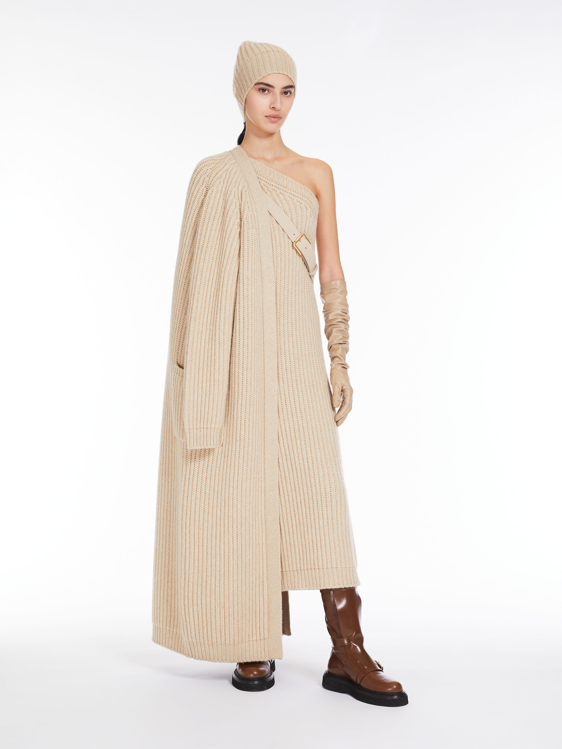 MAX MARA - Long, wool and cashmere cardigan - HONEY - MAX MARA SALE
