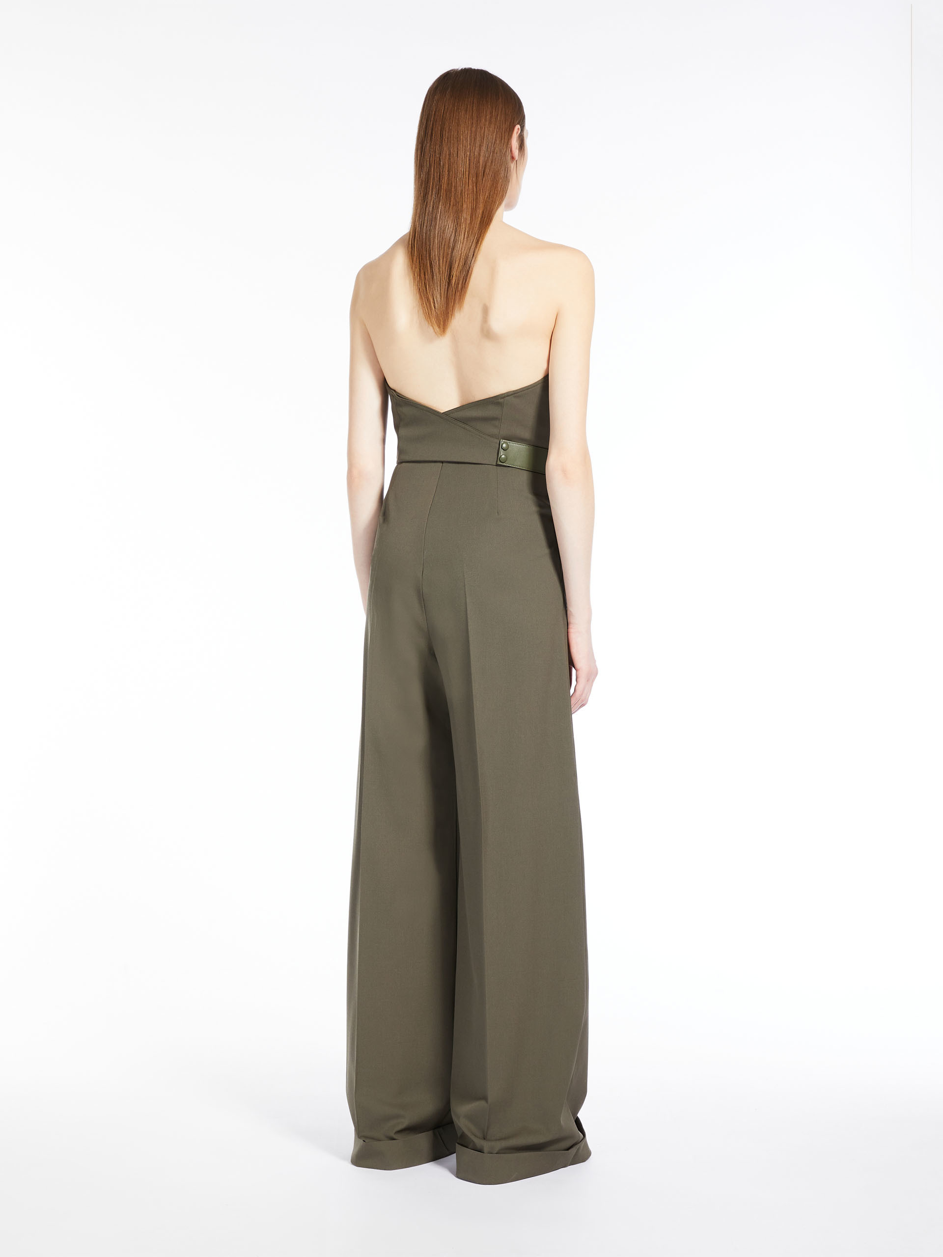 MAX MARA - Stretch wool bustier jumpsuit - KAKI - MAX MARA SALE