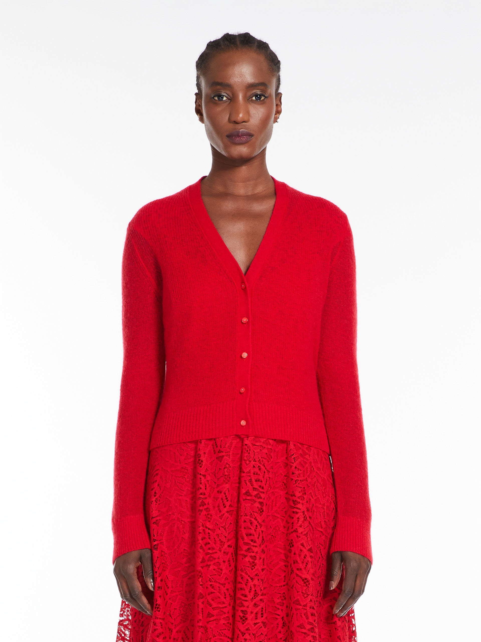 MAX MARA - Mohair gauze cardigan - RED - MAX MARA SALE