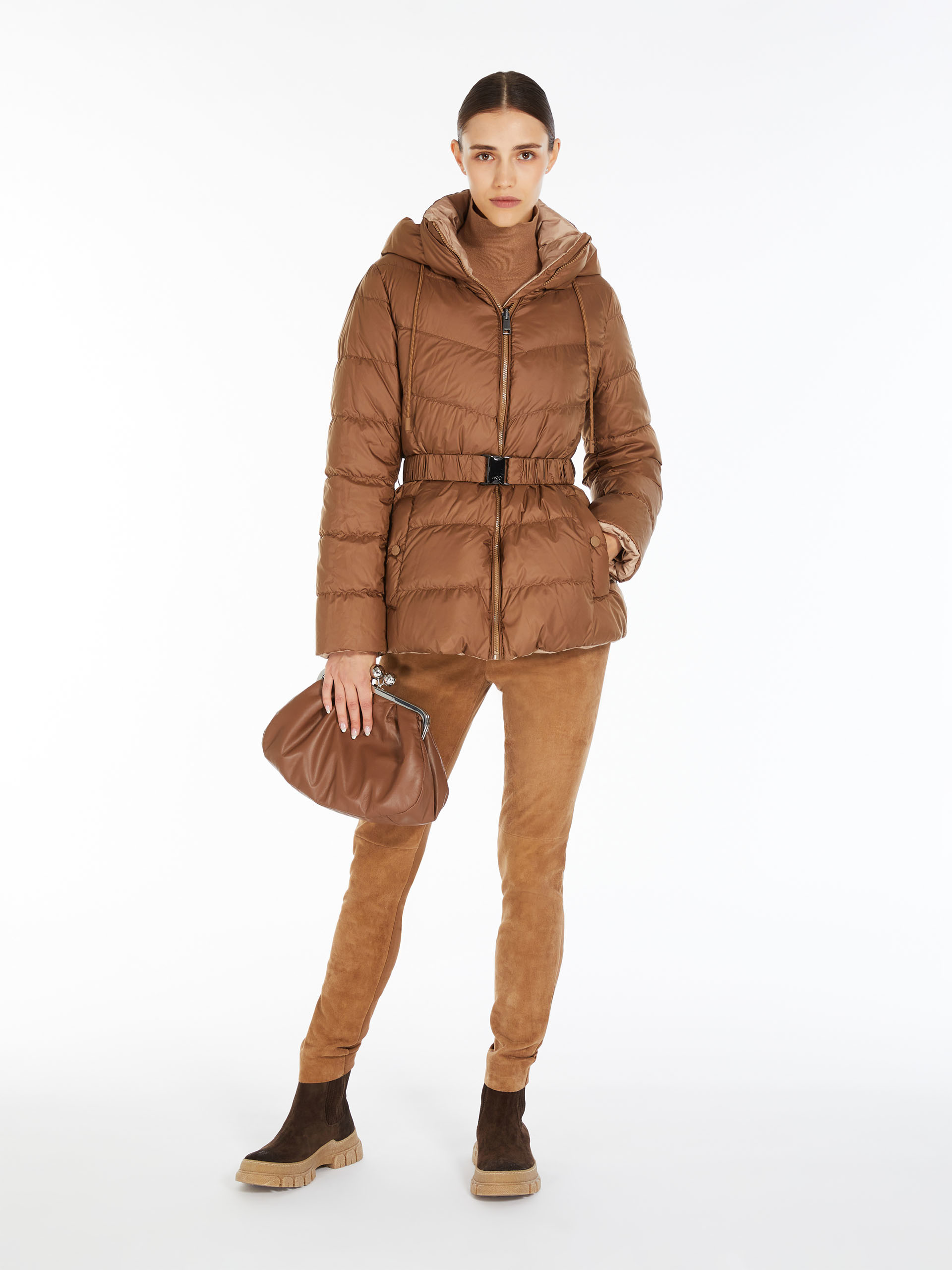 MAX MARA - Water-repellent canvas down jacket - CARAMEL - MAX MARA SALE