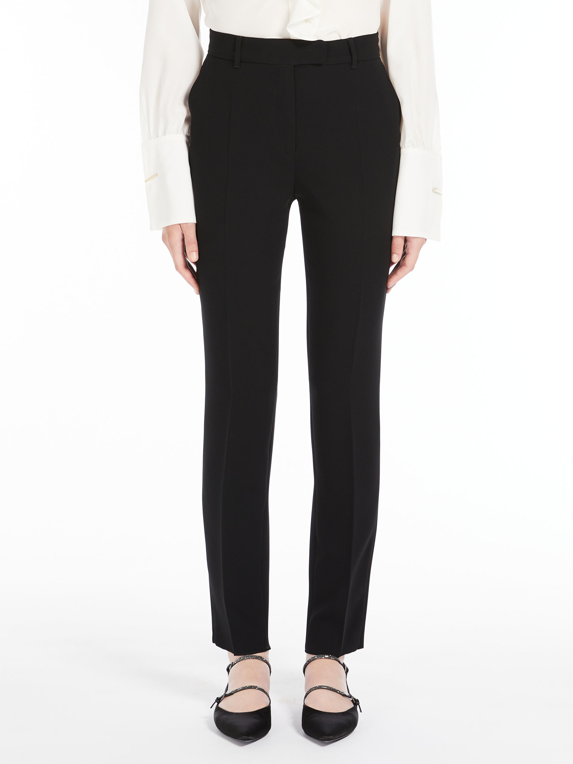 MAX MARA - Straight-fit technical cady trousers - BLACK - MAX MARA SALE