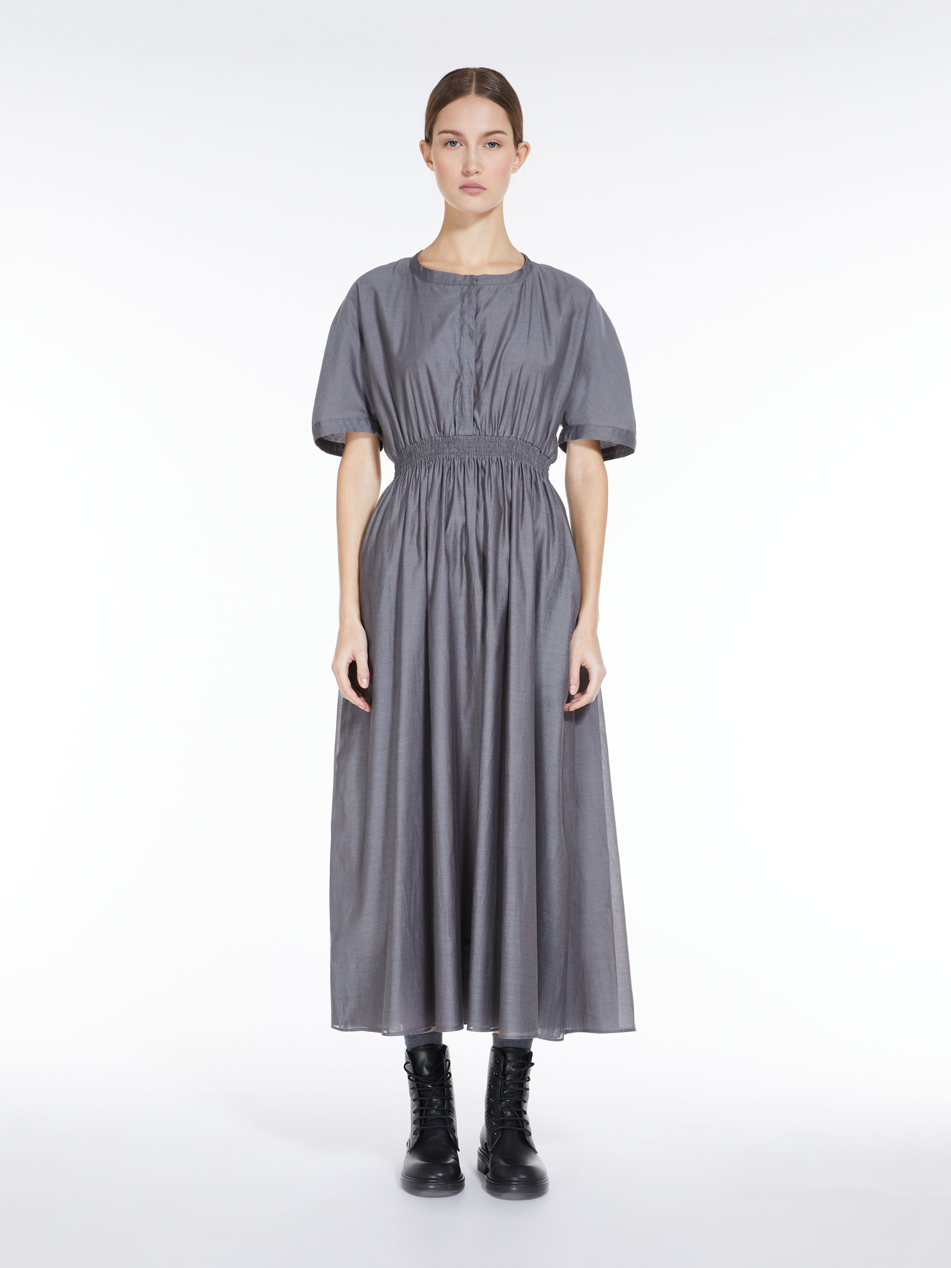 MAX MARA - Cotton and silk voile dress - MEDIUM GREY - MAX MARA SALE