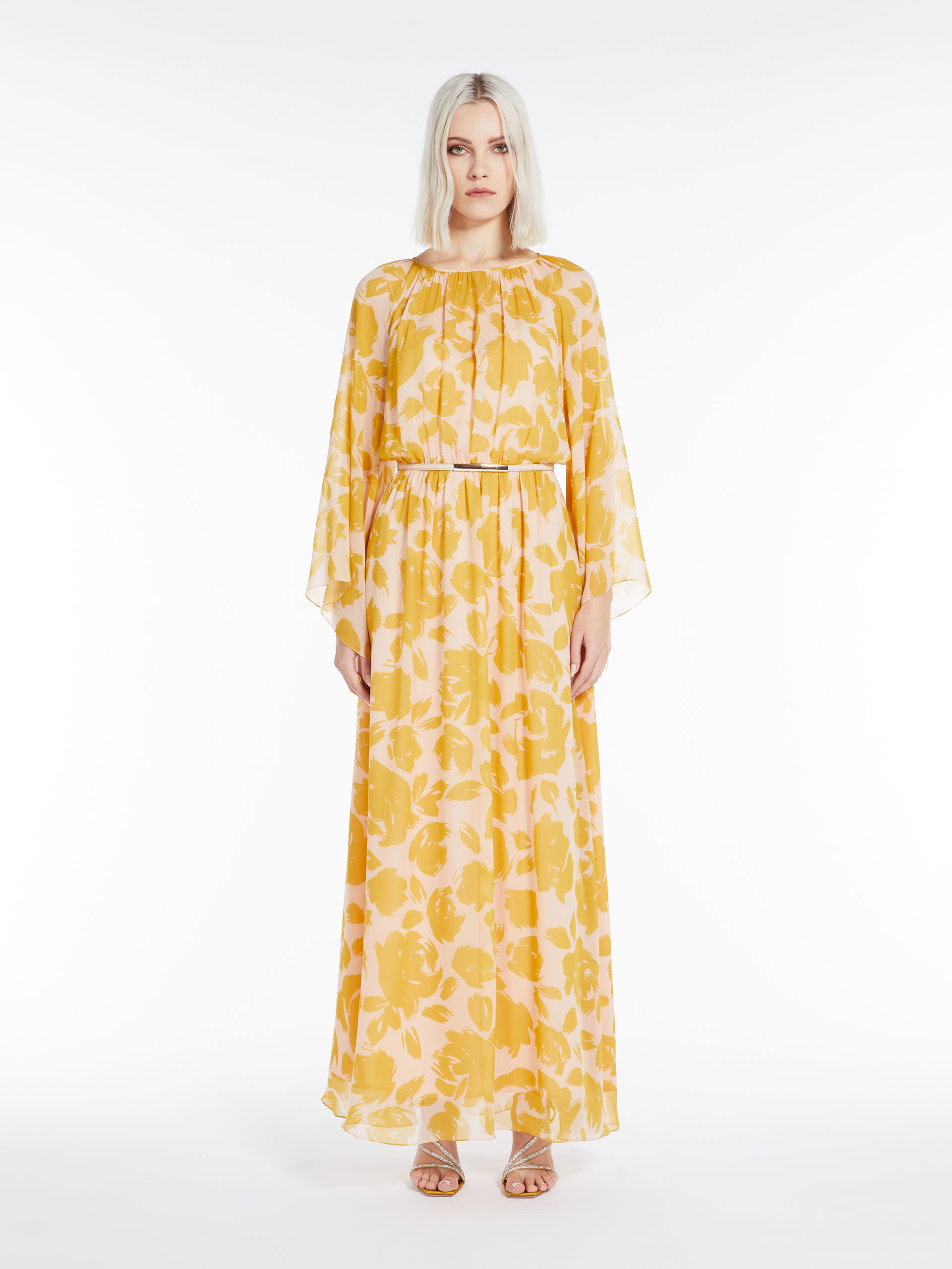 MAX MARA - Printed georgette dress - OCHRE - MAX MARA SALE