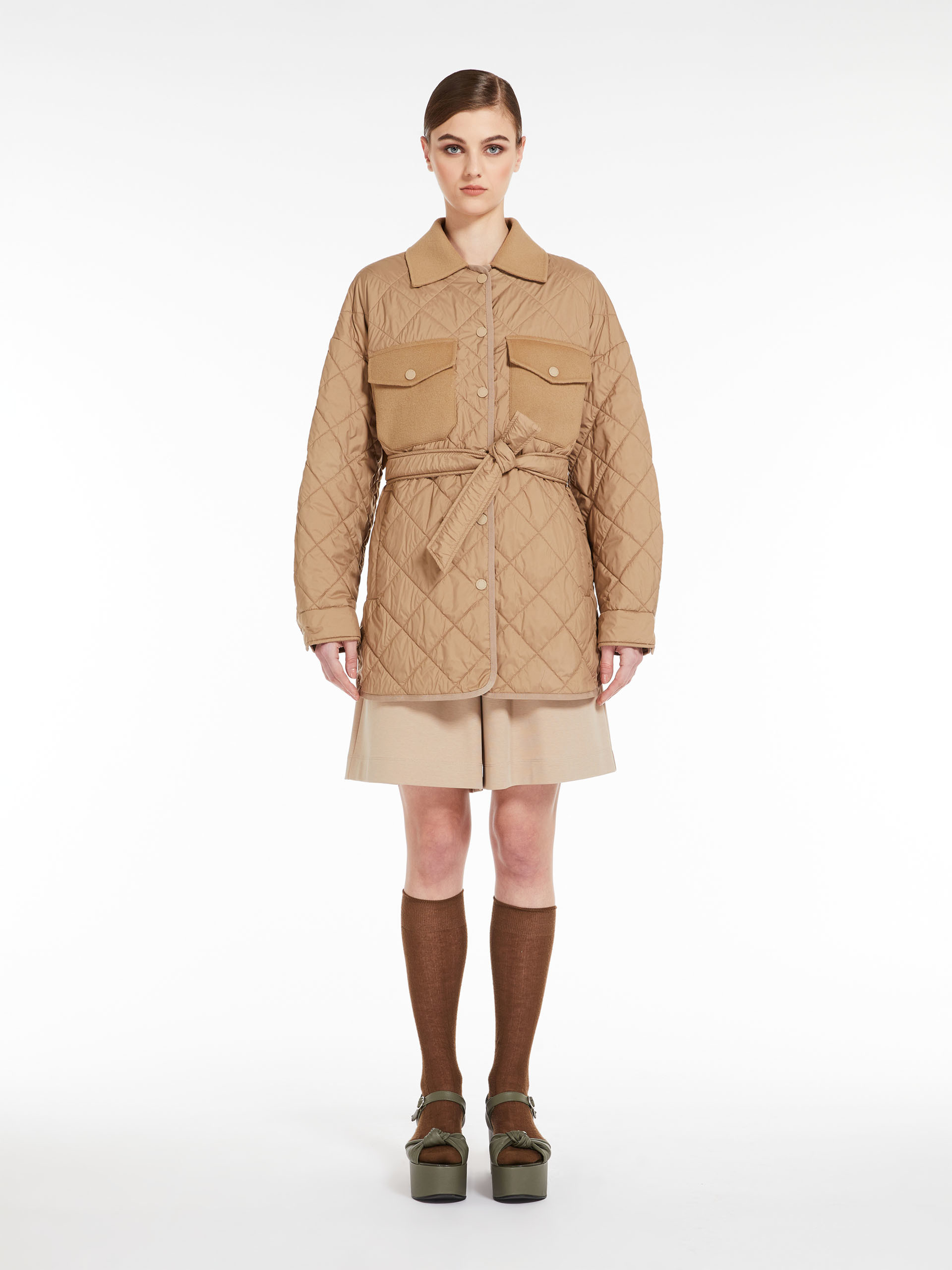 MAX MARA - Quilted jacket in technical fabric and wool - CAMEL - MAX MARA SALE