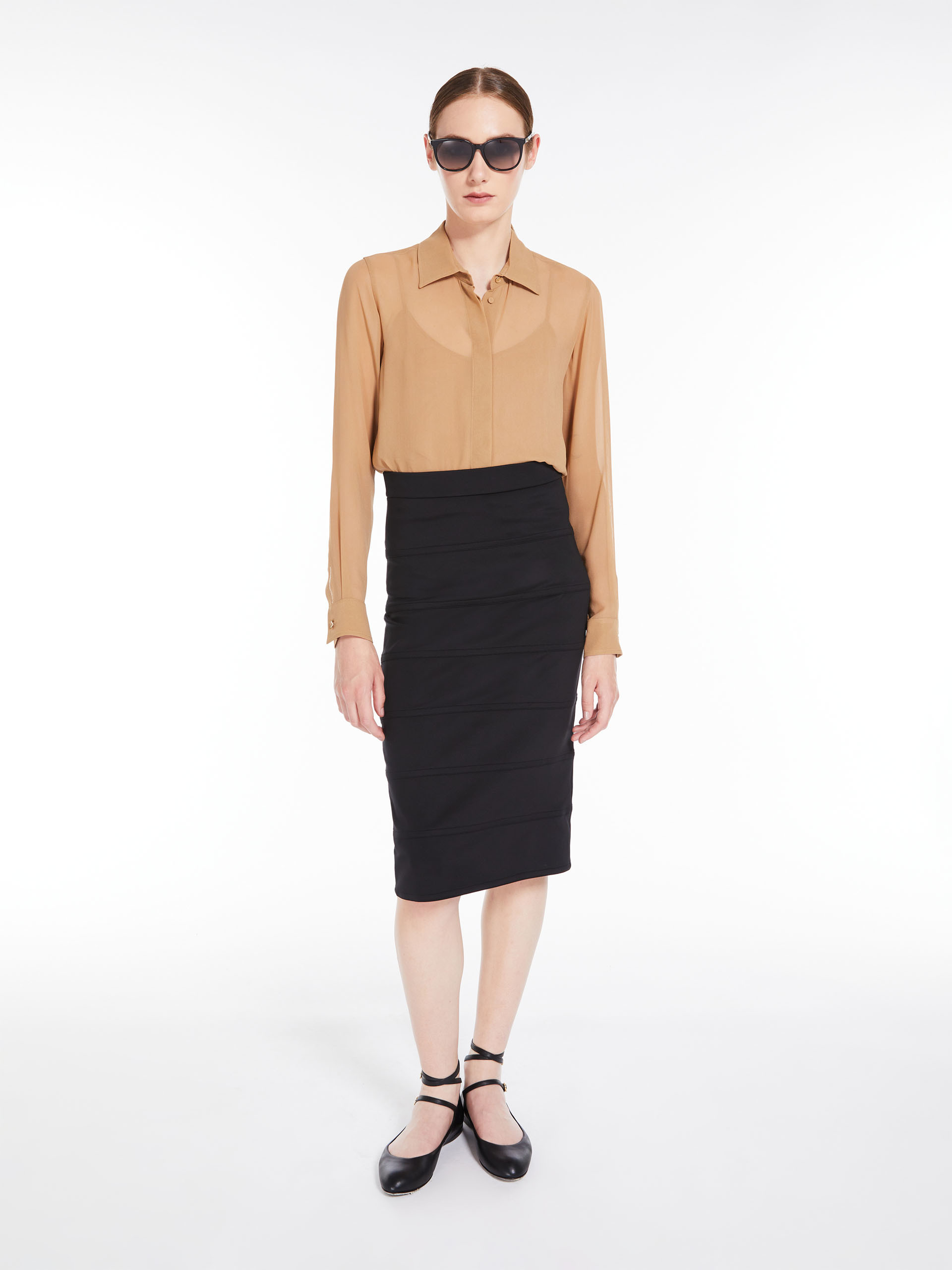 MAX MARA - Silk georgette shirt - CAMEL - MAX MARA SALE