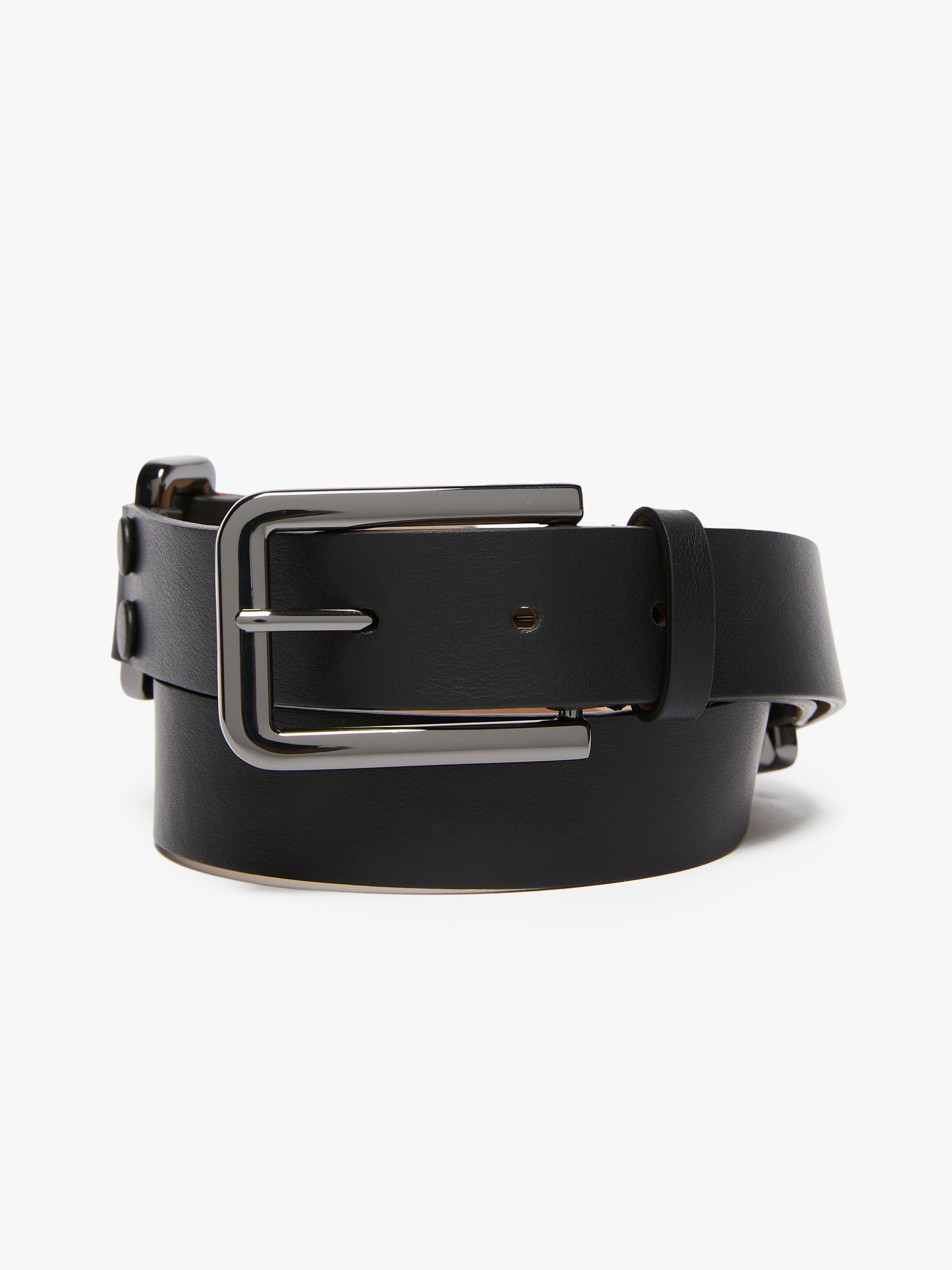 MAX MARA - Leather belt with metallic rings - BLACK - MAX MARA SALE