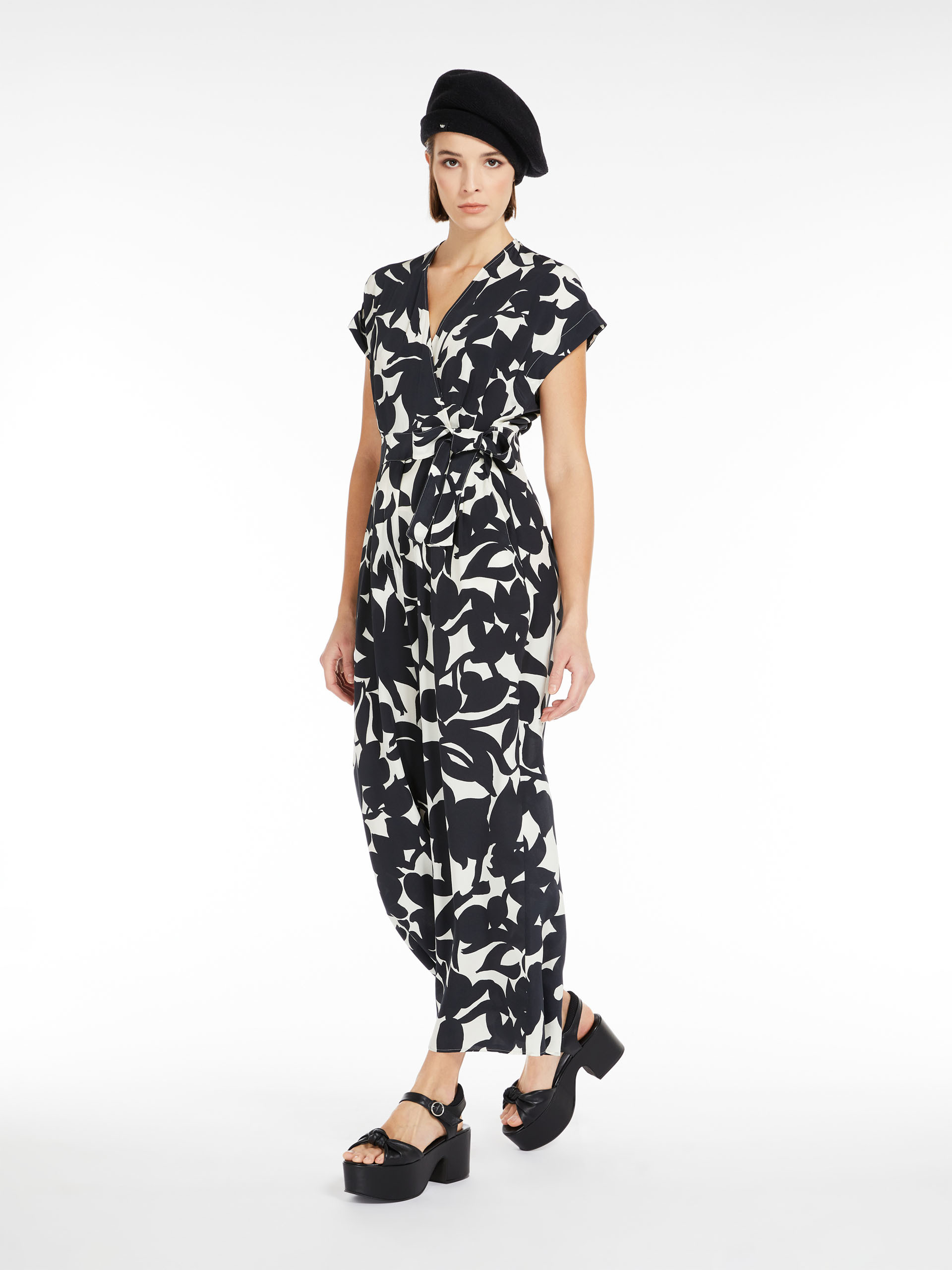 MAX MARA - Jumpsuit in printed silk - BLACK - MAX MARA SALE