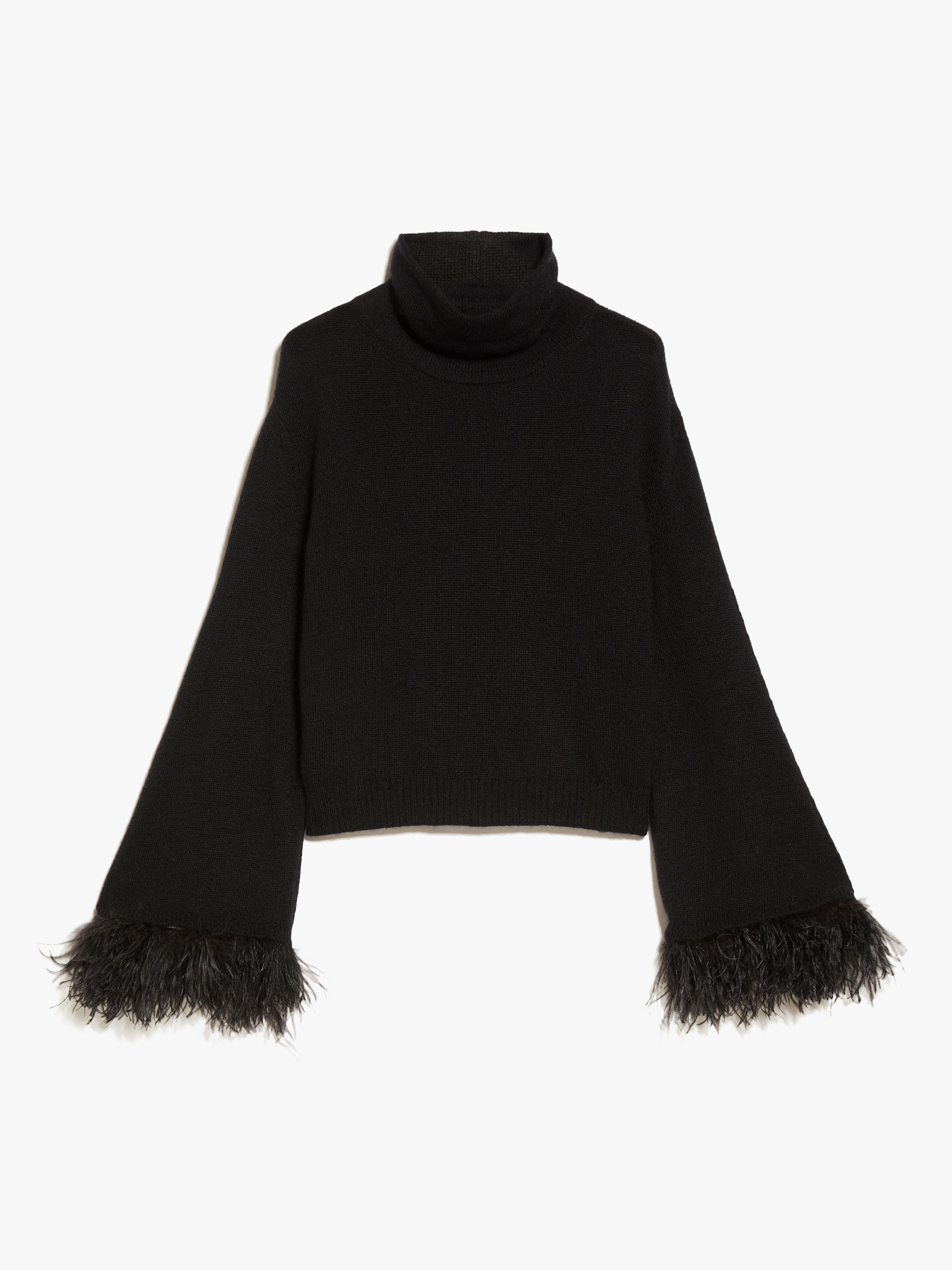 MAX MARA - Feather-detail mohair cropped sweater - BLACK - MAX MARA SALE