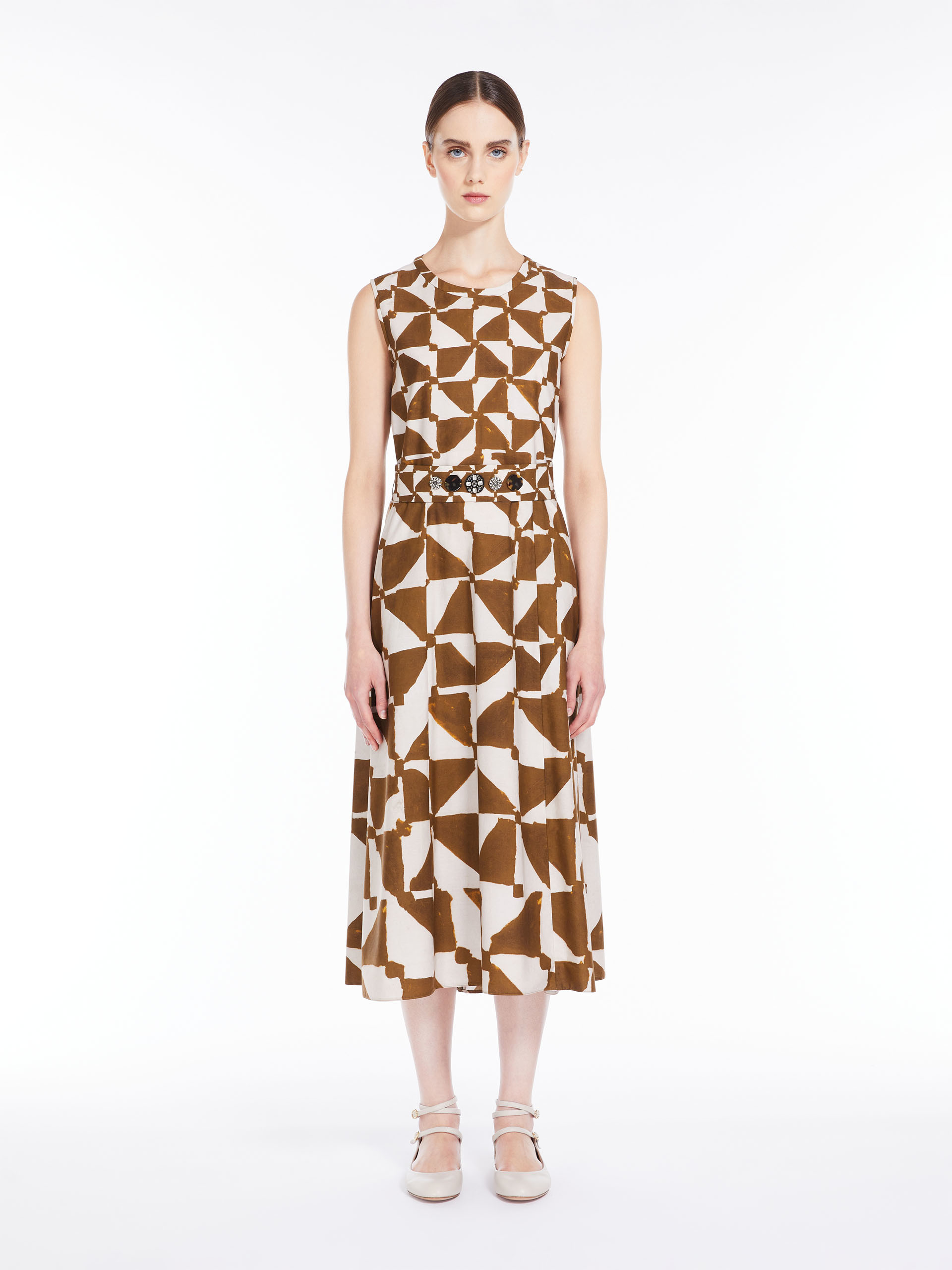 MAX MARA - Printed poplin dress - KAKI - MAX MARA SALE