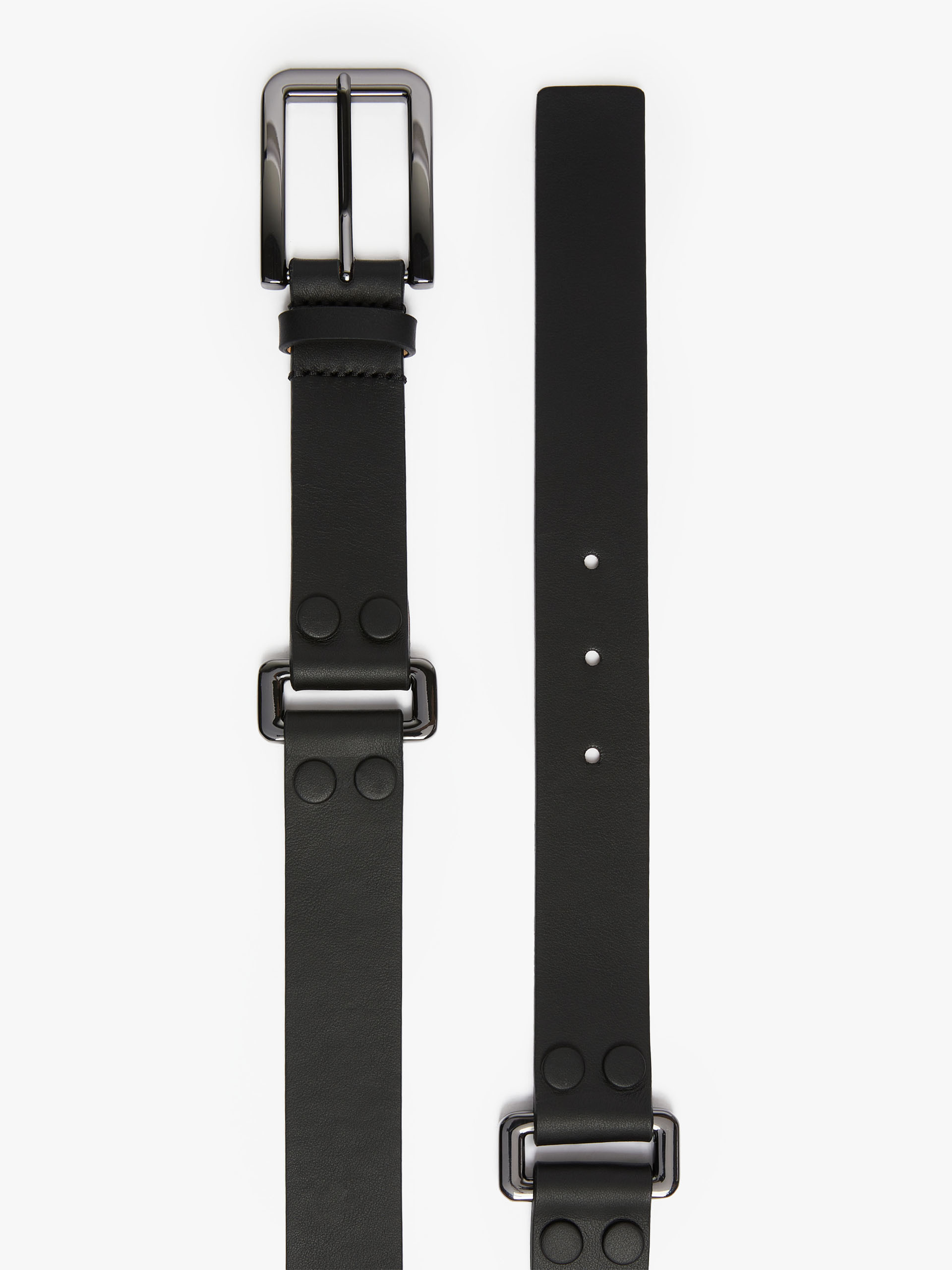MAX MARA - Leather belt with metallic rings - BLACK - MAX MARA SALE