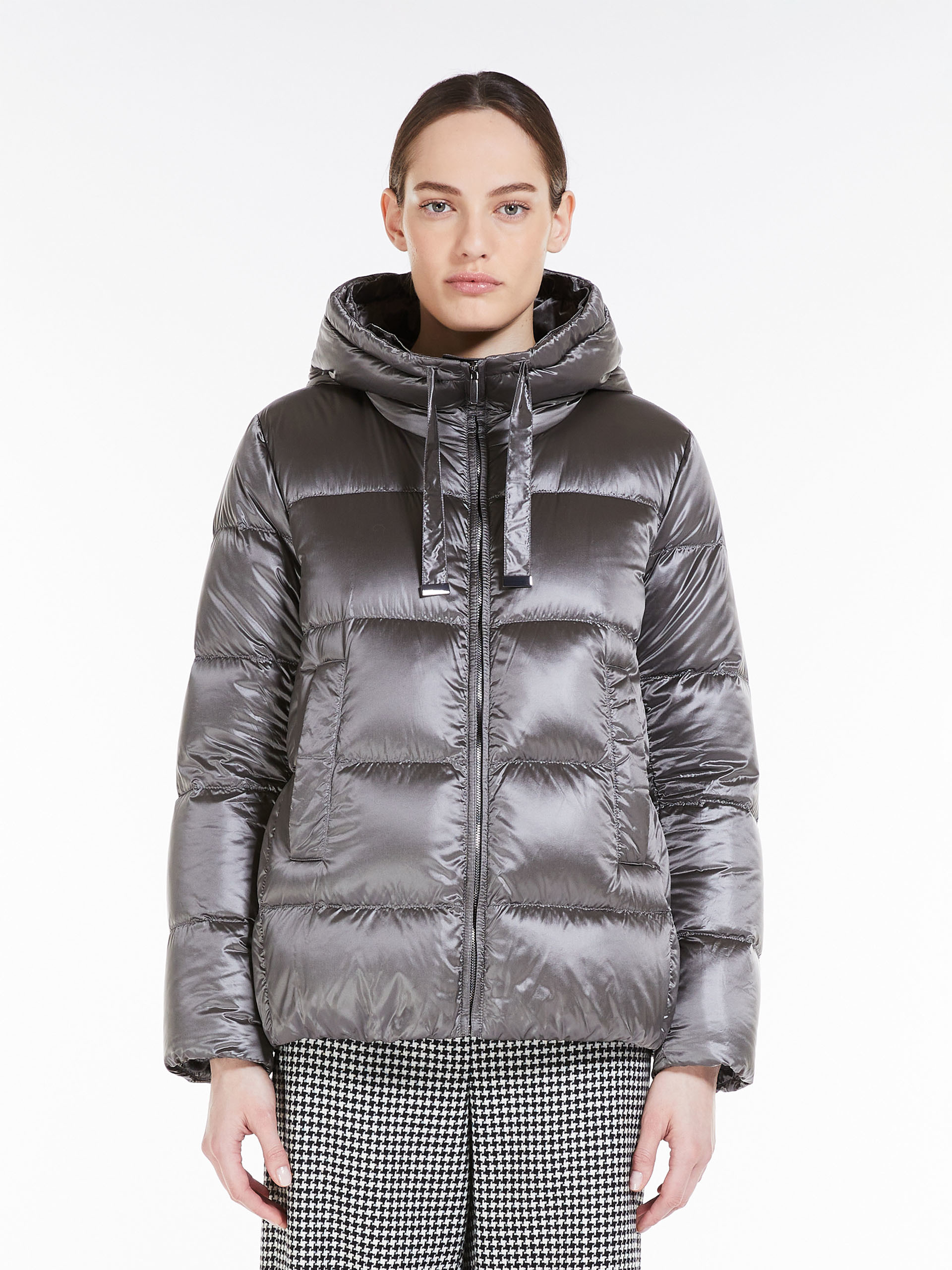 MAX MARA - Short down jacket in water-resistant canvas - MEDIUM GREY - MAX MARA SALE