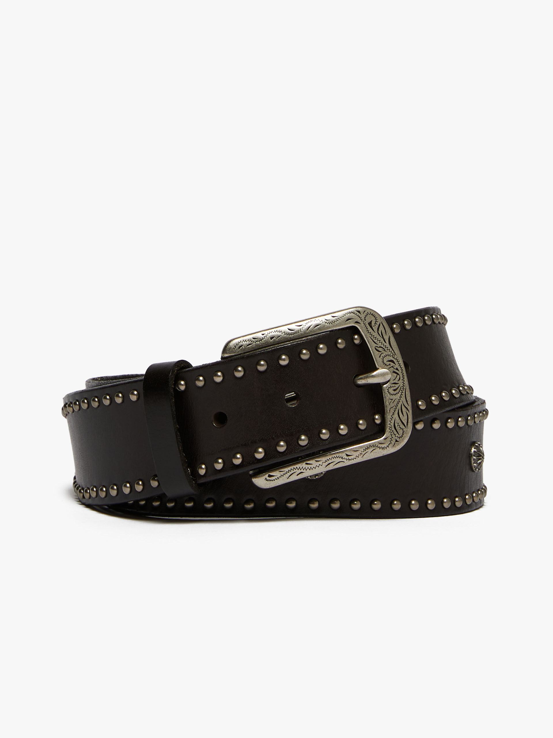 MAX MARA - Studded leather belt - DARK BROWN - MAX MARA SALE
