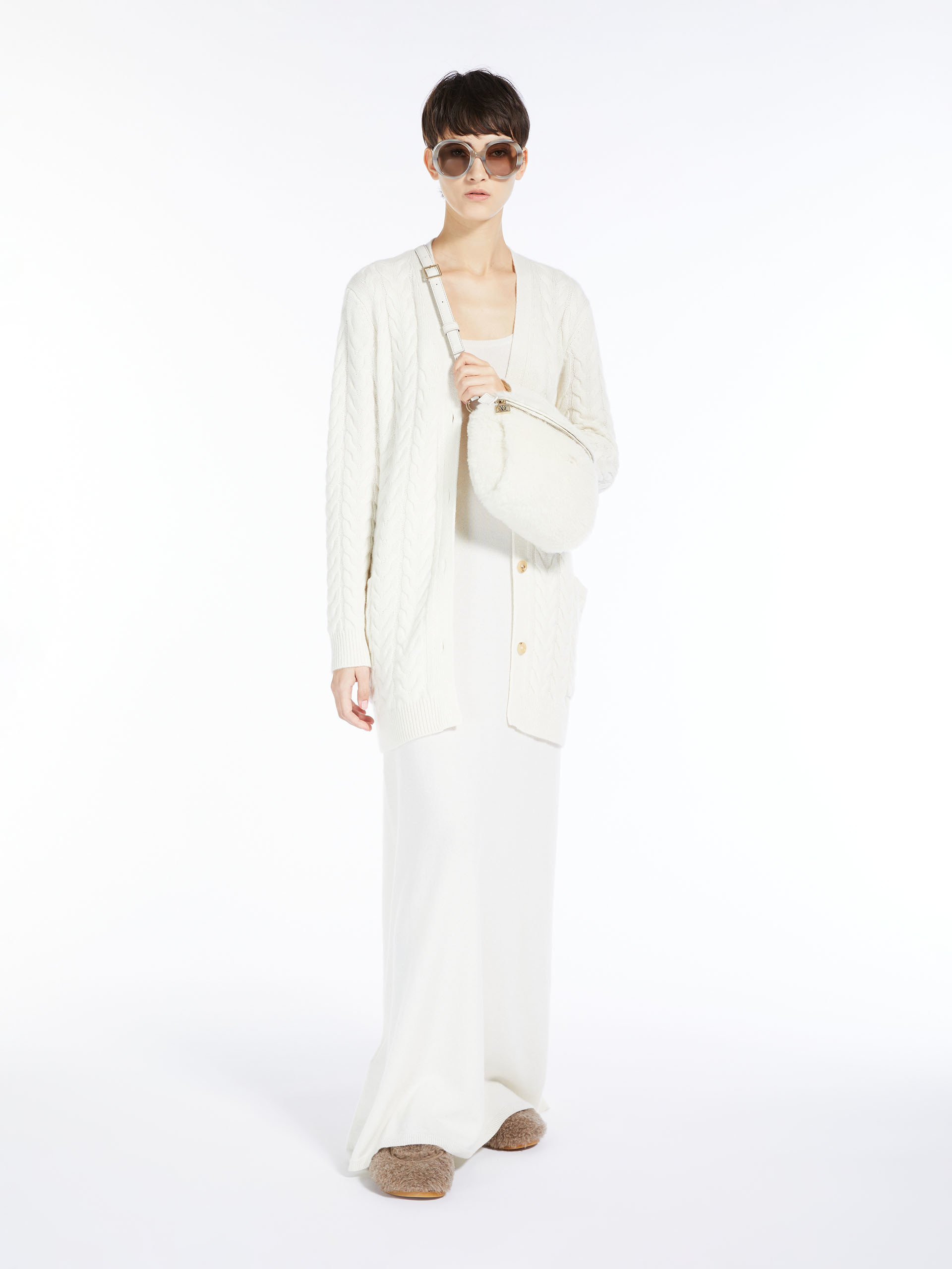 MAX MARA - Cable-knit cashmere cardigan - WHITE - MAX MARA SALE