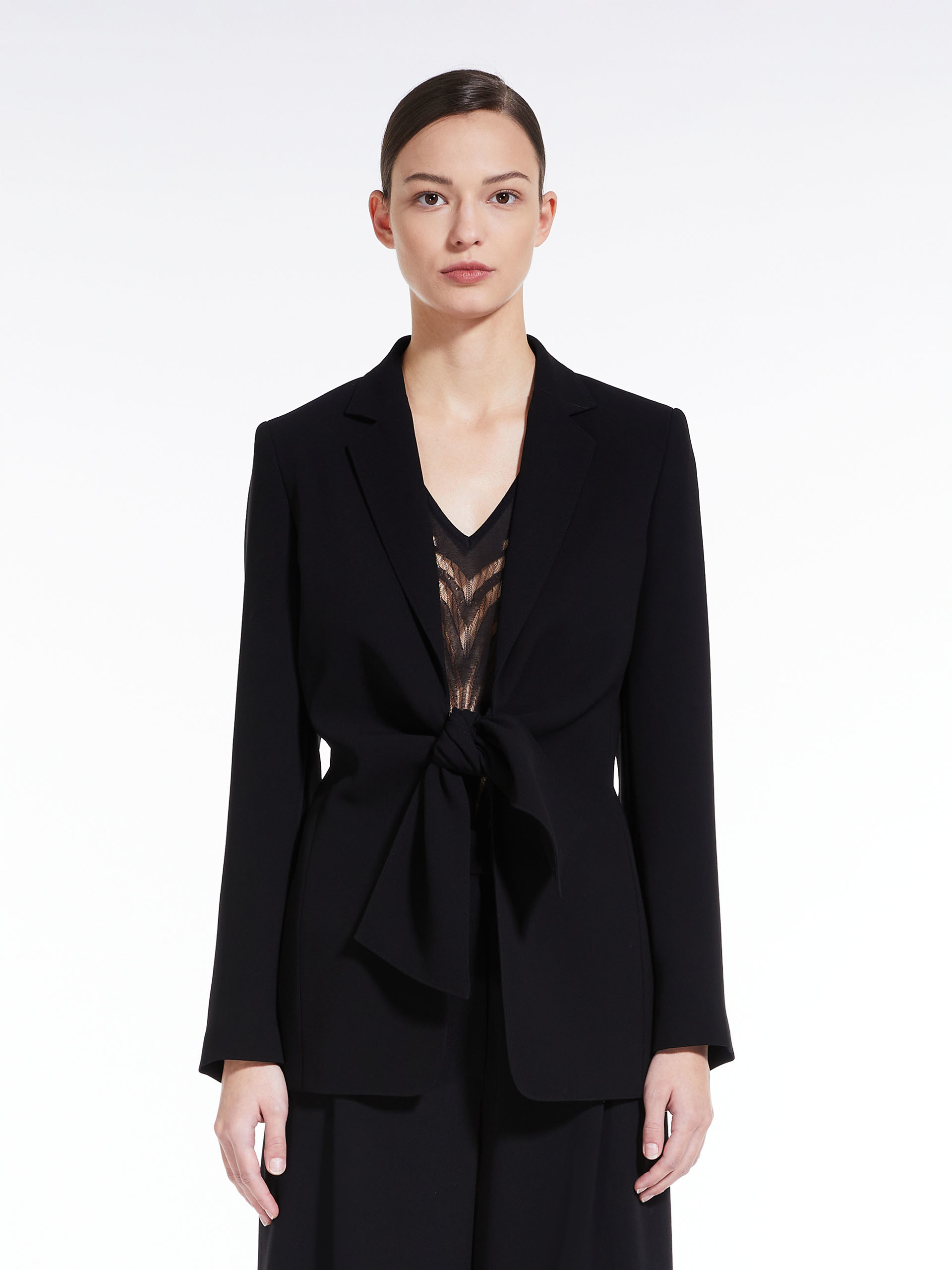 MAX MARA - Cady jacket with bow - BLACK - MAX MARA SALE