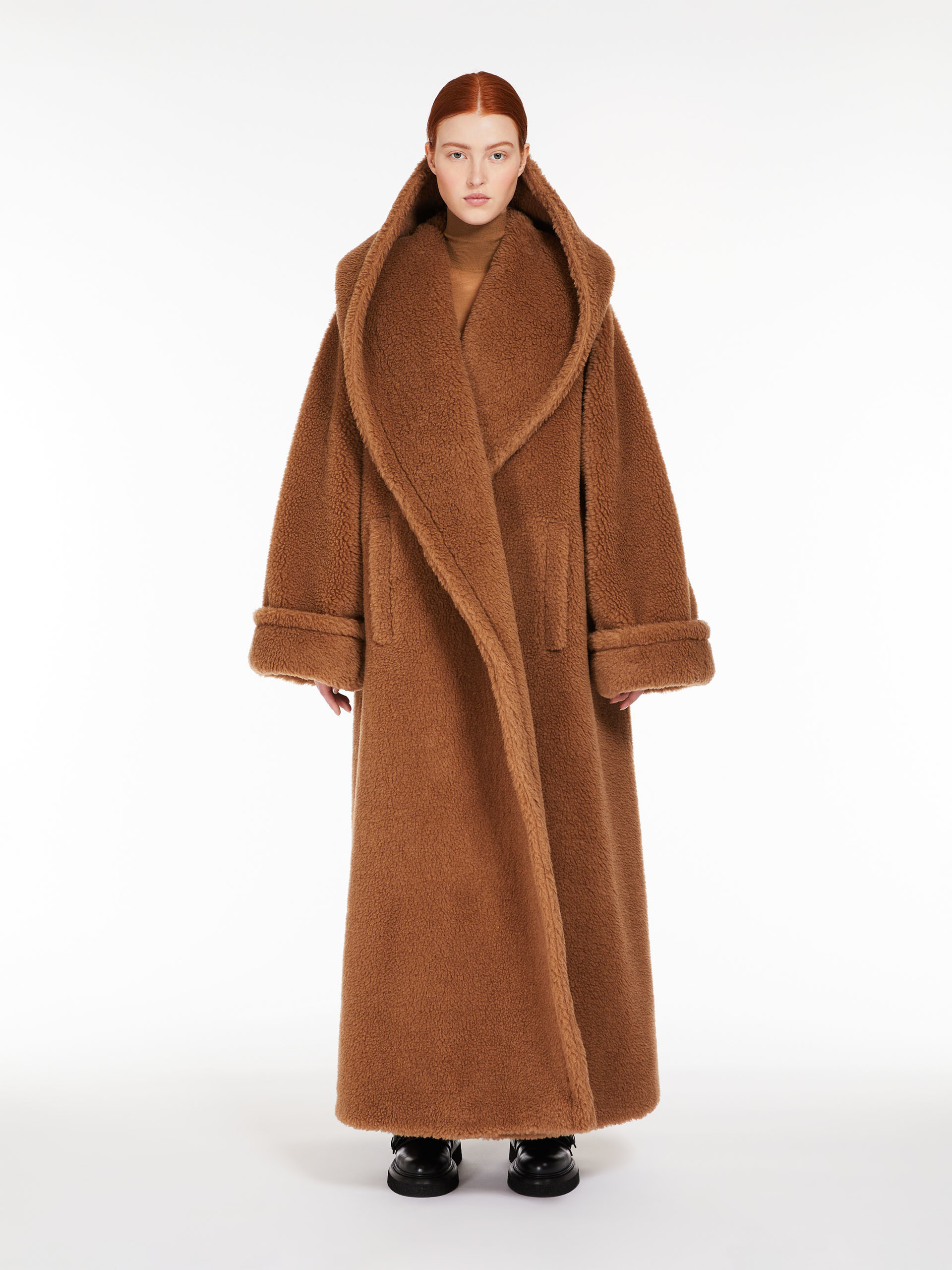 MAX MARA - Oversized Teddy wrap coat - CAMEL - MAX MARA SALE