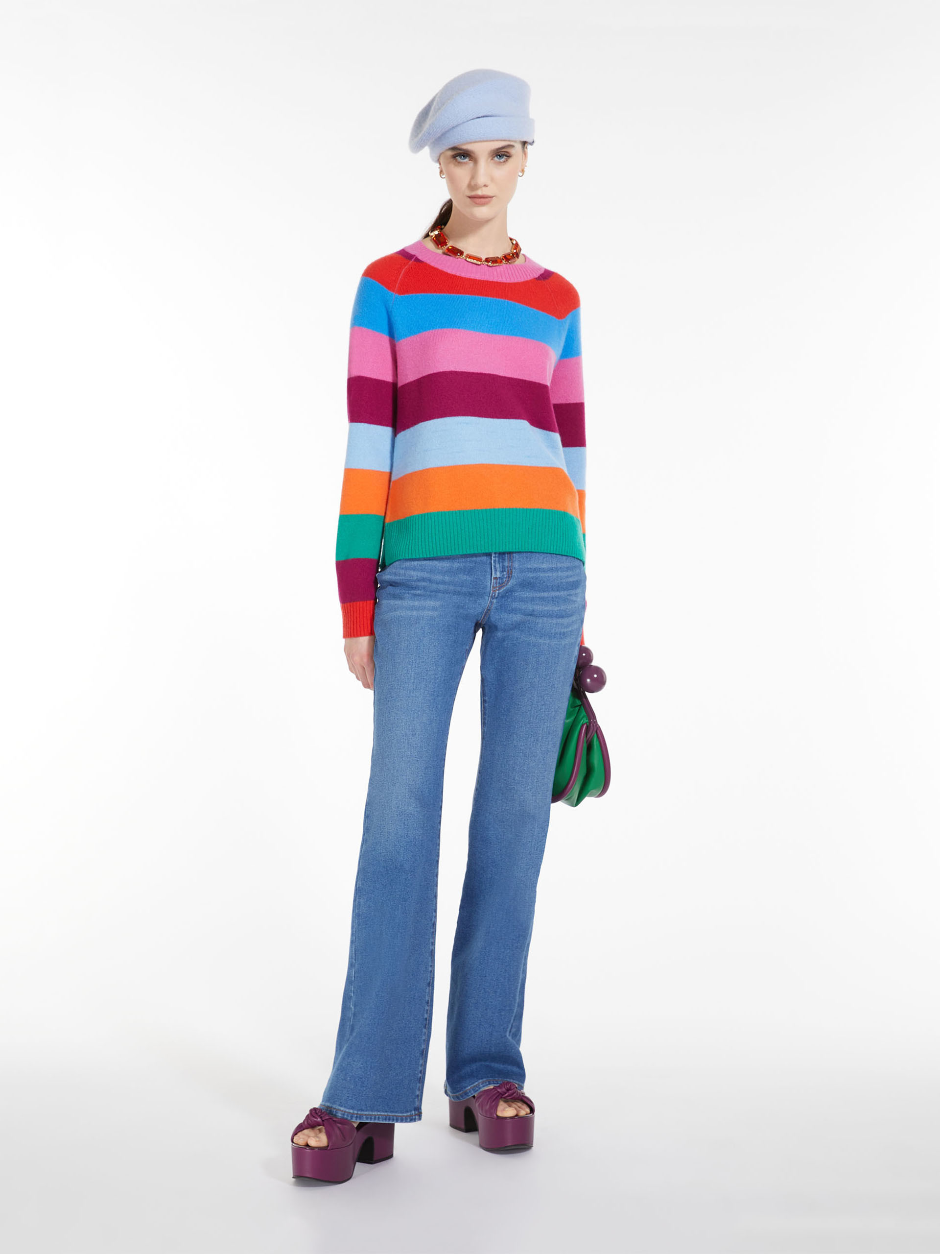 MAX MARA - Striped cashmere knit - TANGERINE - MAX MARA SALE