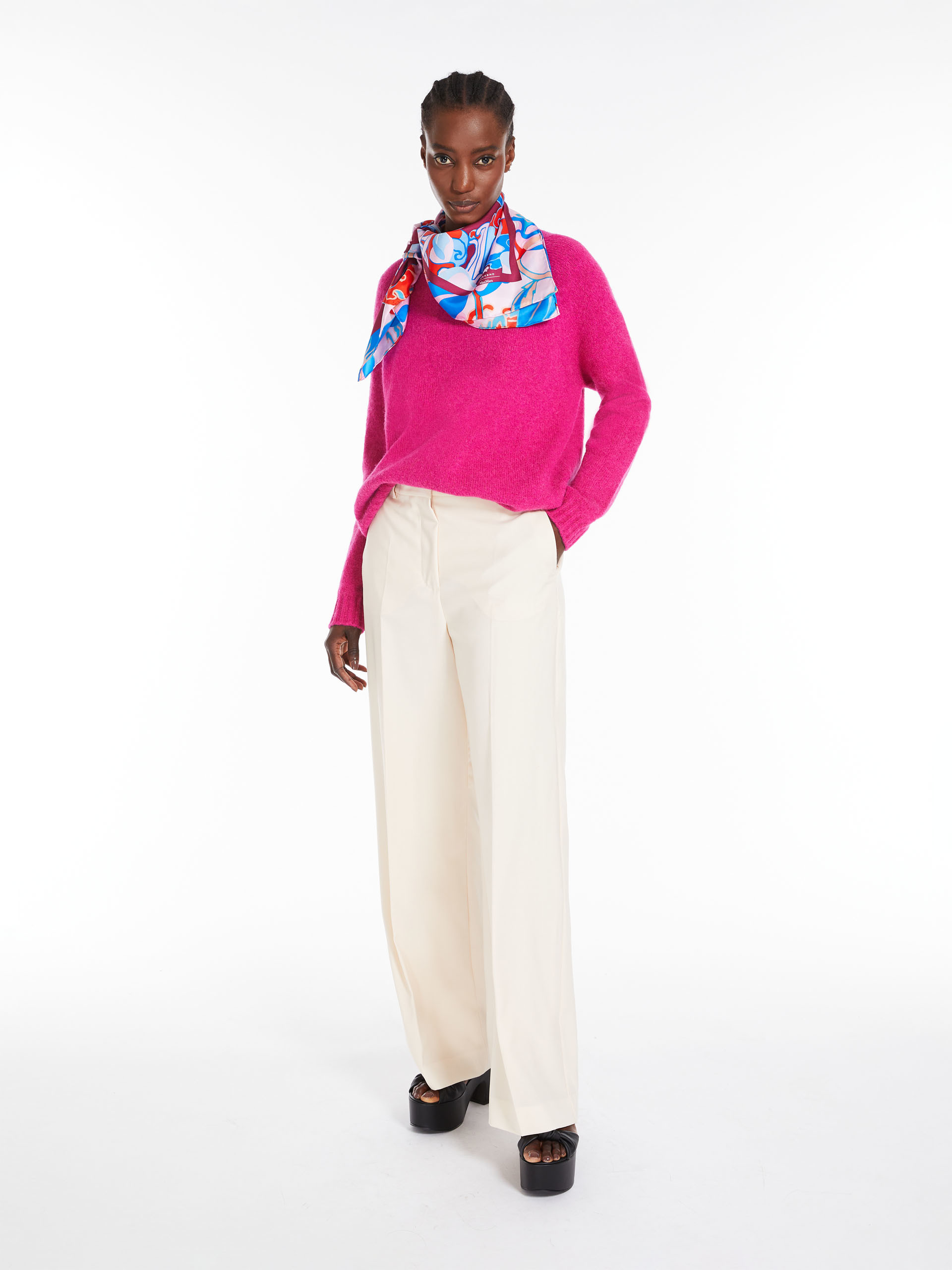 MAX MARA - Soft knit top in alpaca and cotton - FUCHSIA - MAX MARA SALE