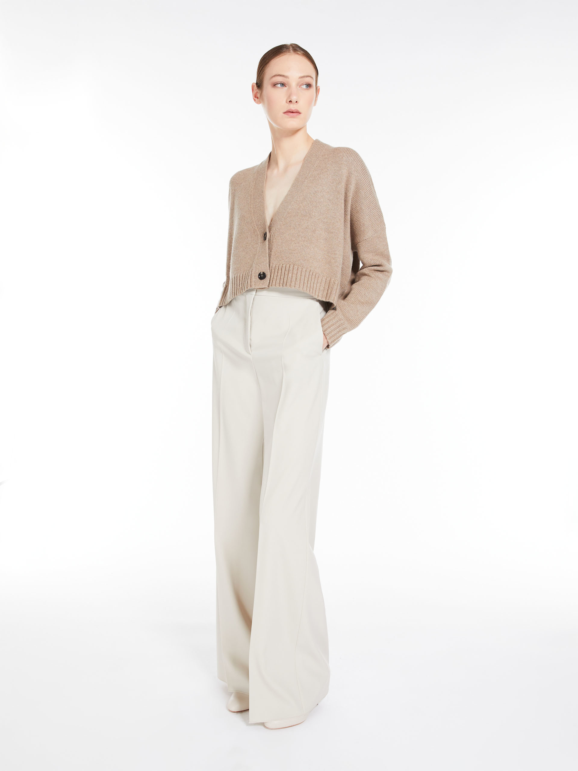 MAX MARA - Wool and cashmere cropped cardigan - SAND - MAX MARA SALE