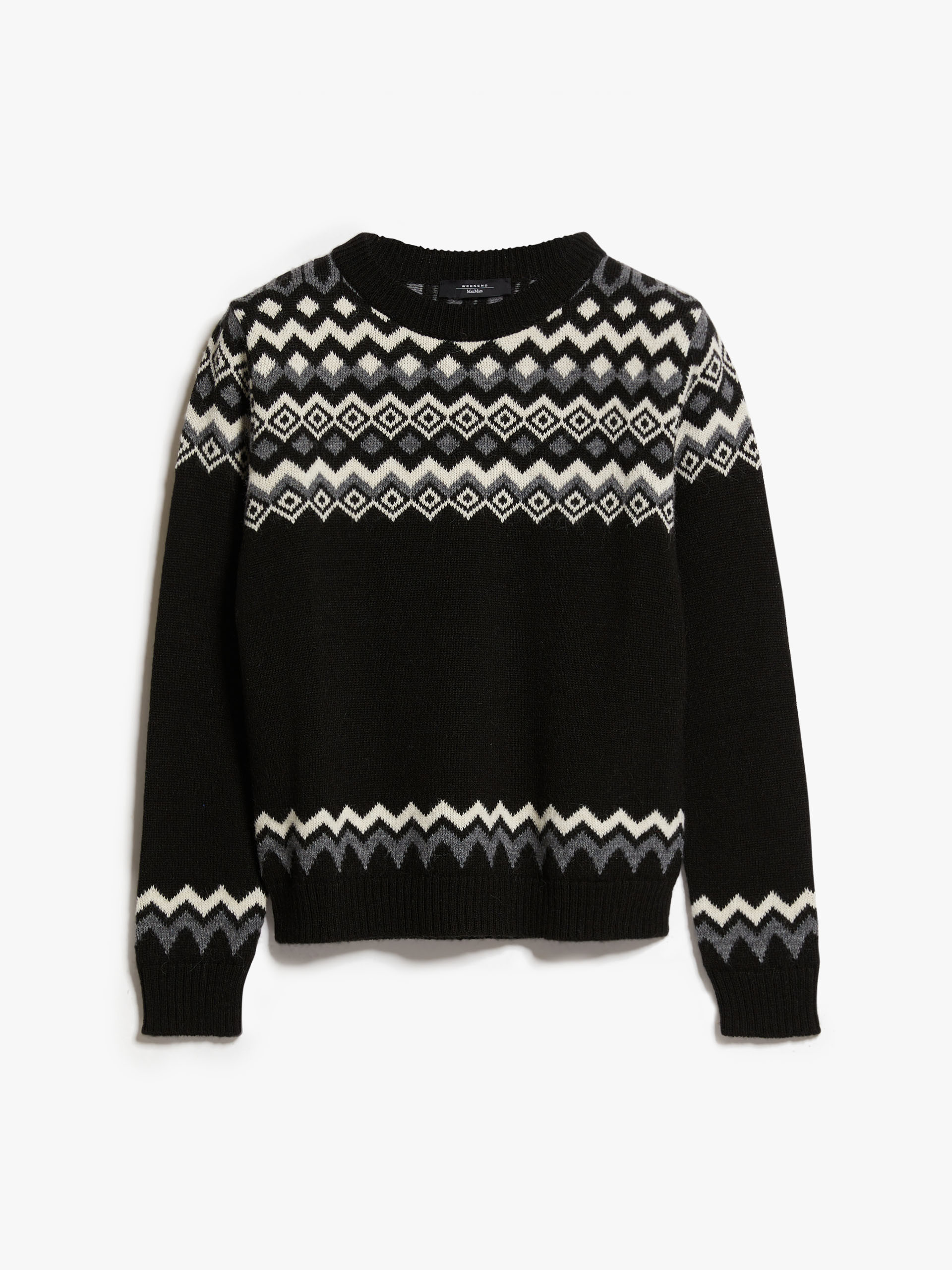 MAX MARA - Jacquard alpaca and wool sweater - BLACK - MAX MARA SALE