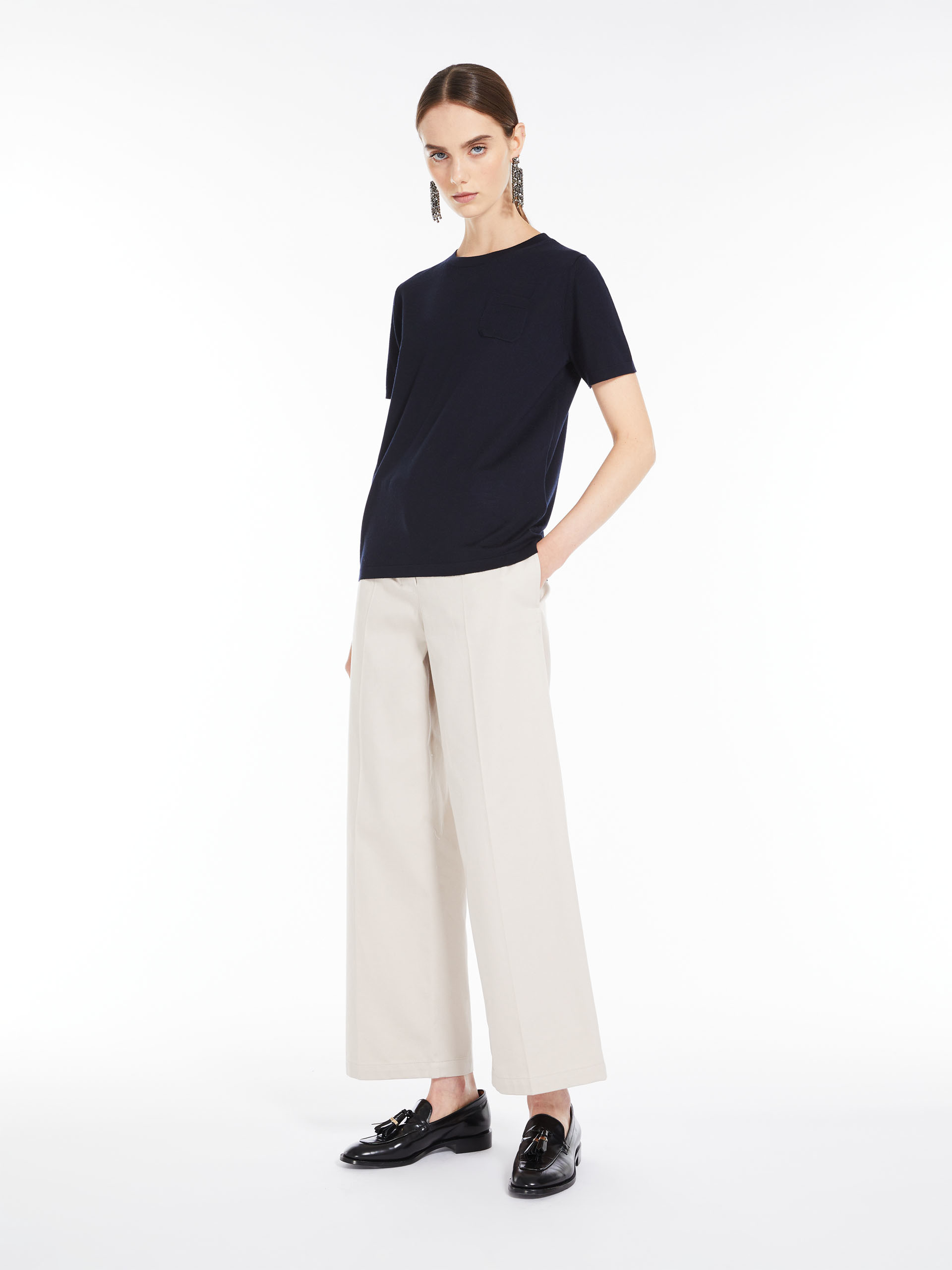 MAX MARA - Wool yarn T-shirt - ULTRAMARINE - MAX MARA SALE