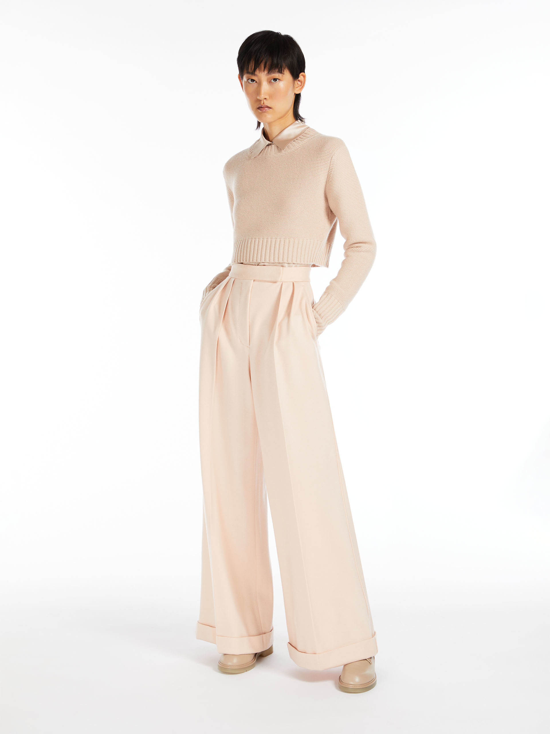 MAX MARA - Cropped, cashmere jumper - PINK - MAX MARA SALE